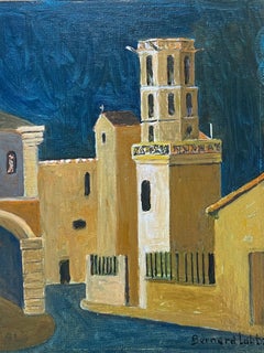 1950's French Modernist / Cubist Signed Painting, French Town
