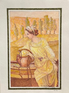 1950s French Modernist Watercolor Painting, Signed, Mid-20th Century