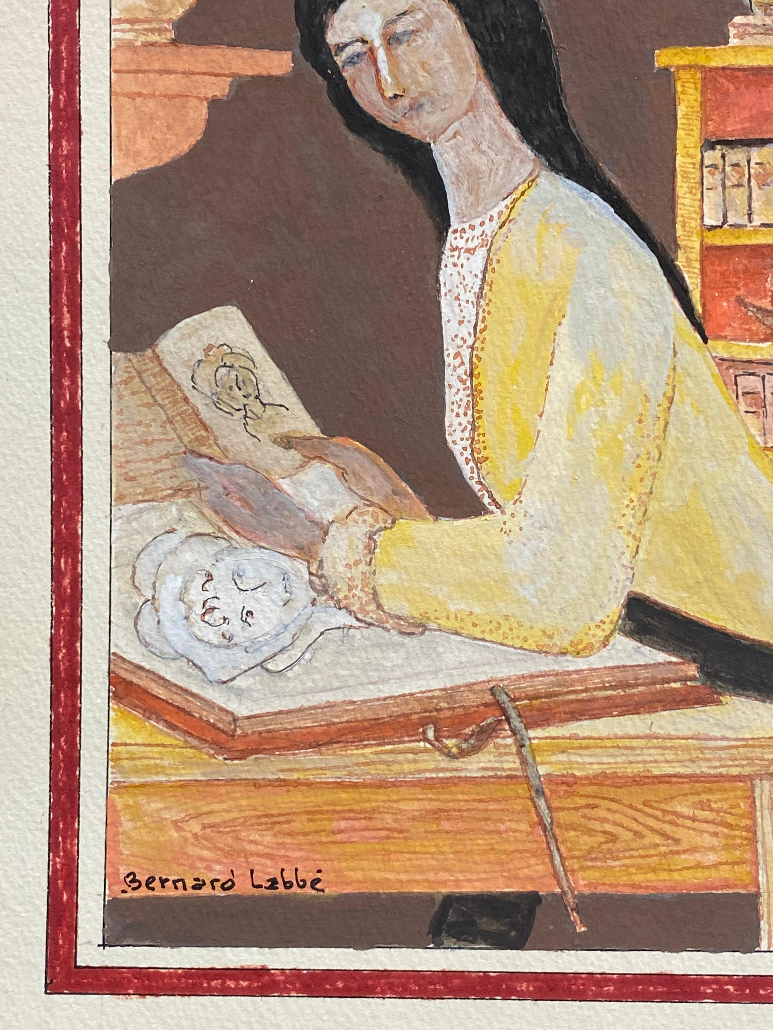 by Bernard Labbe (French mid 20th century).
signed original watercolour/ gouache painting on paper, unframed.
Size: 11.5 x 9.5 inches.
Condition: very good and ready to be enjoyed. 

Provenance: the artists atelier/ studio, France (stamped verso).