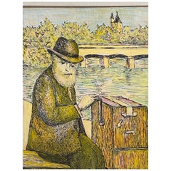 Peinture française des années 1950 signée The Busker