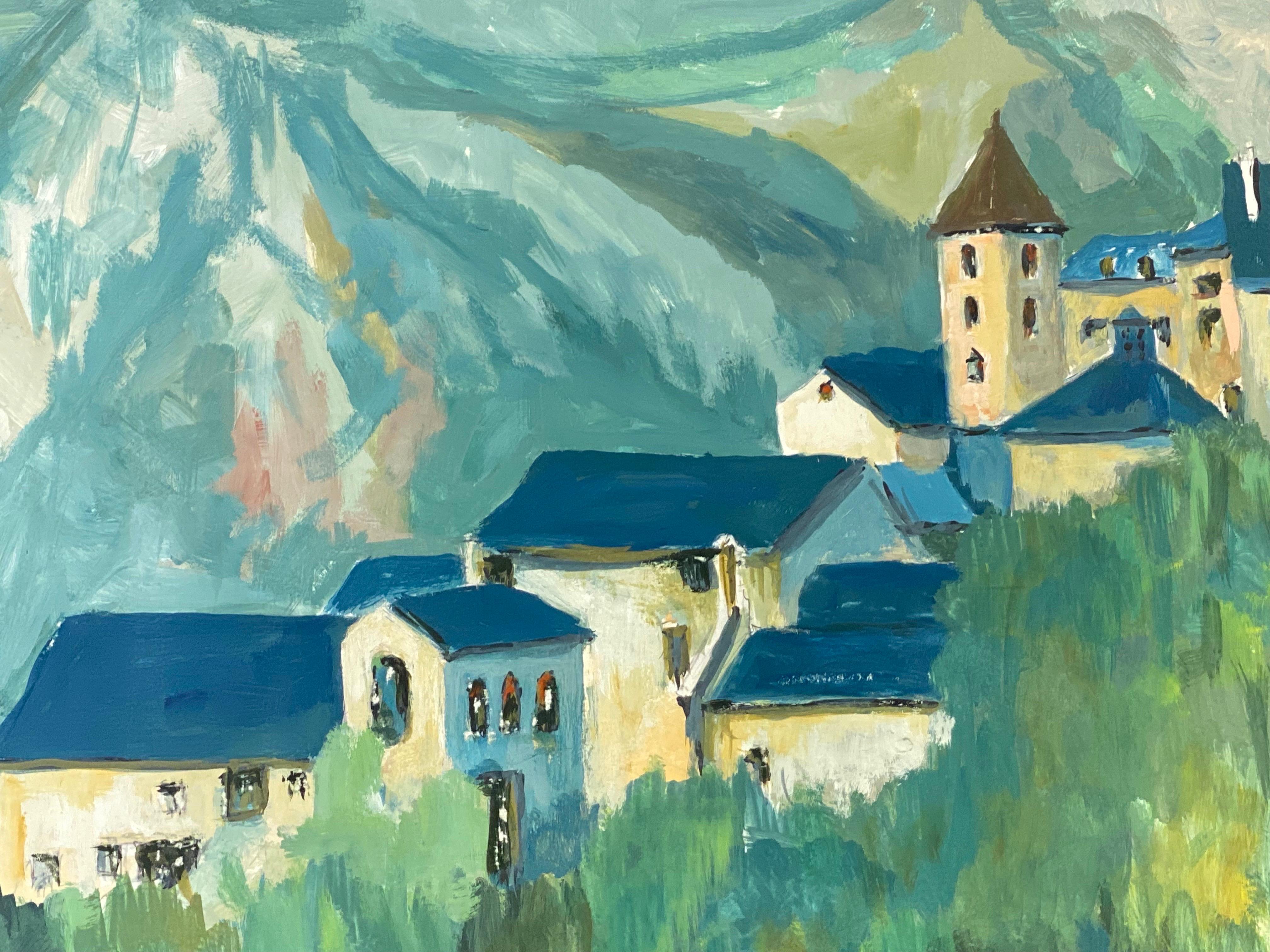 1950's Modernist Painting, Beautiful & Bright Colour French Oil Landscape For Sale 3