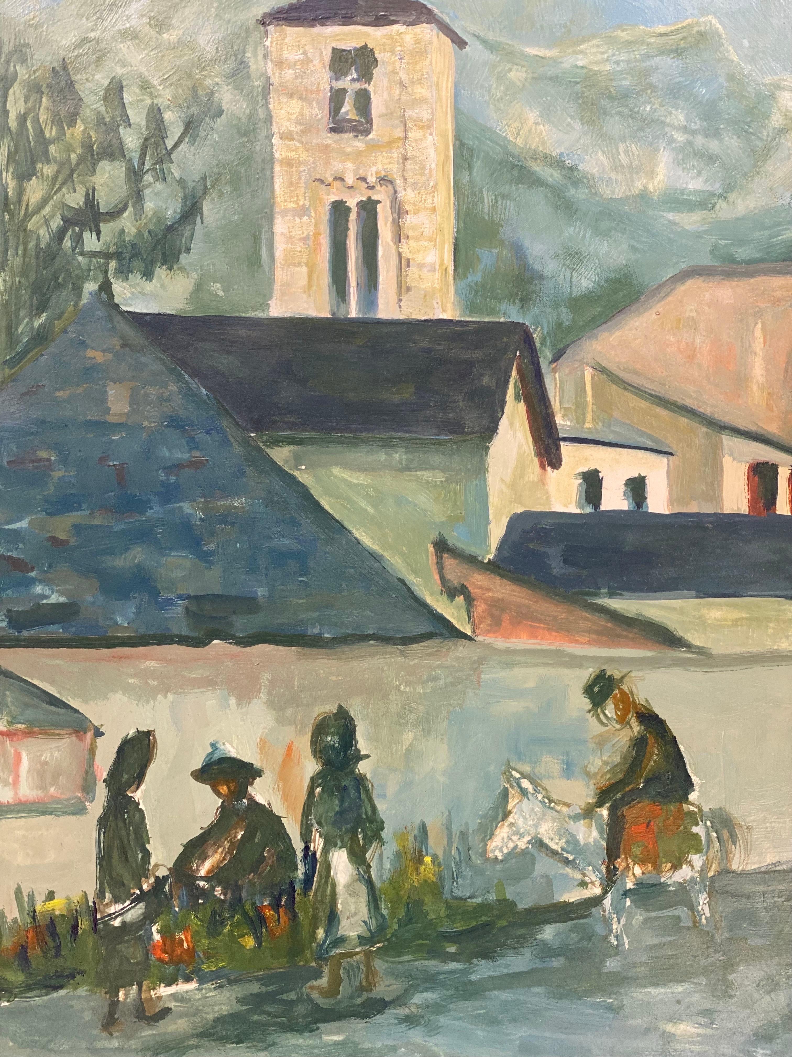 Blue Landscape
by Bernard Labbe (French mid 20th century), stamped verso
original oil painting on paper 
overall size: 22 x 14.5 inches
condition: very good and ready to be enjoyed. 

provenance: the artists atelier/ studio, France (stamped verso).