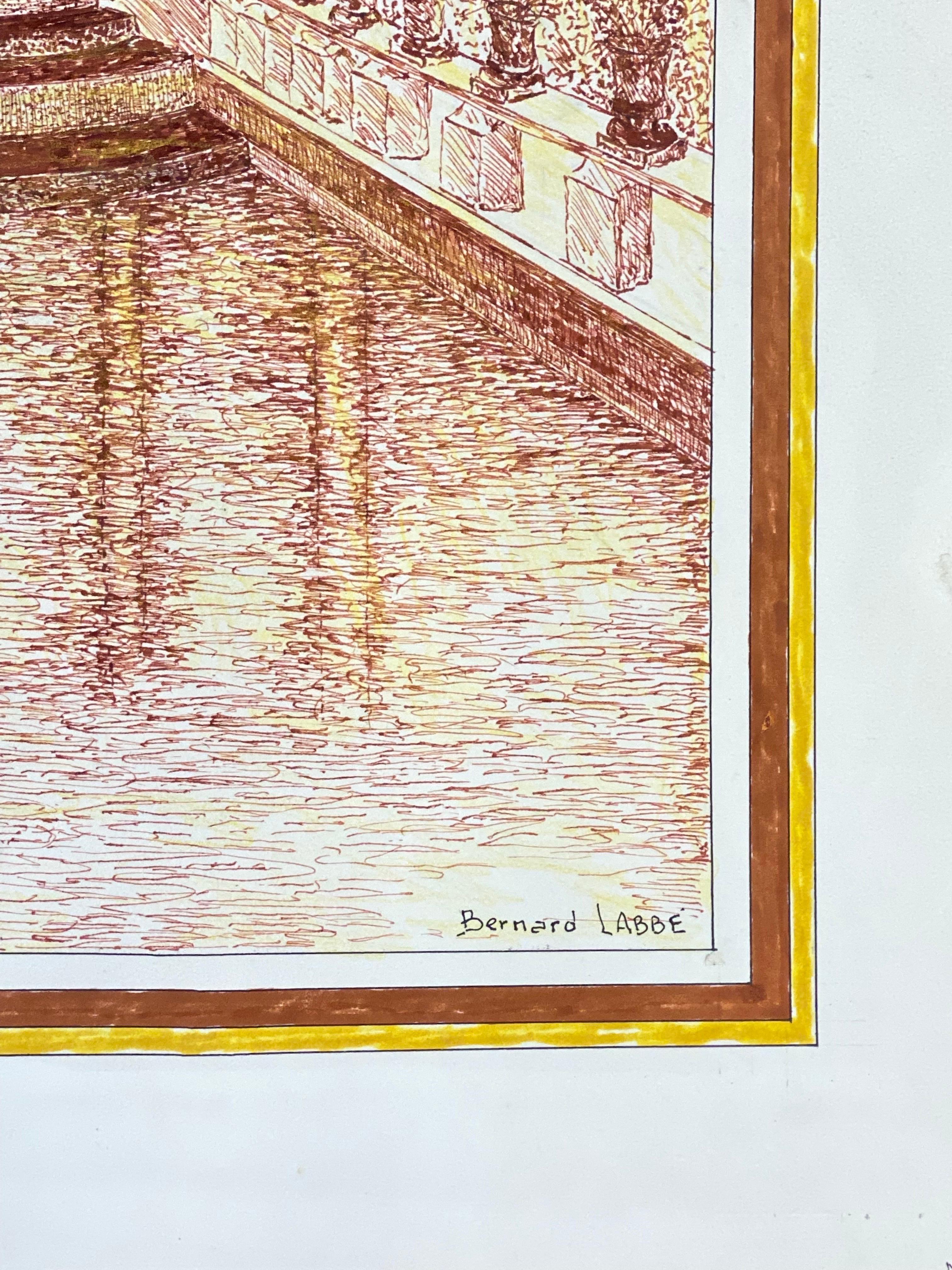 Fuente histórica
de Bernard Labbe (French mid 20th century), estampado en el reverso
pintura original gouache/acuarela sobre papel de artista
tamaño total: 25,5 x 19,5 pulgadas
estado: muy bueno y listo para ser disfrutado. 

Procedencia:
