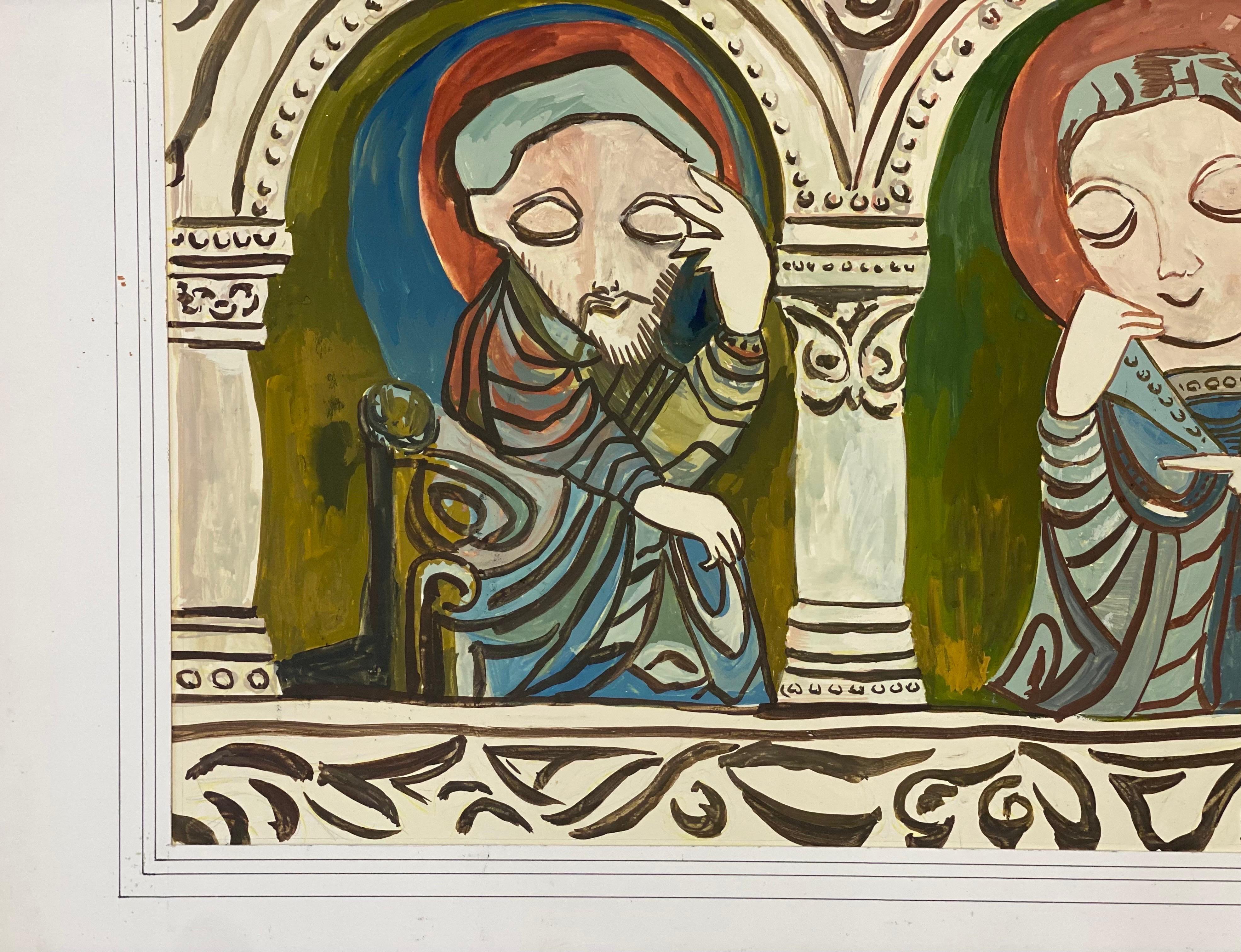 Two figures
by Bernard Labbe (French mid 20th century), stamped verso
original oil painting on artist paper
overall size: 21 x 25.5 inches
condition: very good and ready to be enjoyed. 

provenance: the artists atelier/ studio, France (stamped