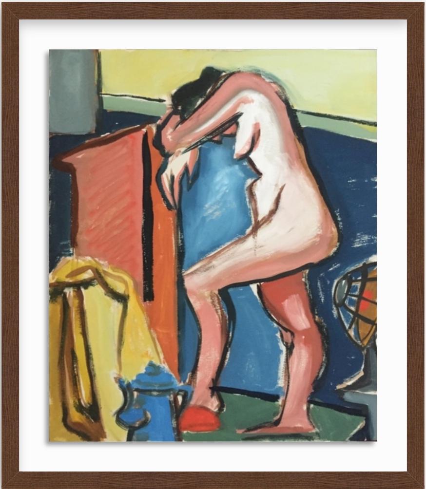 1950s "Too Much" Mid Century Nude Gouache Painting