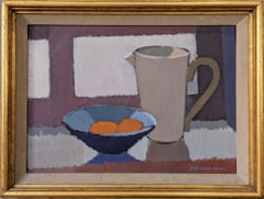 1951 Mid-Century Modern Swedish Framed Oil Painting - Still Life with Apricots