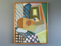 1951 Nature morte abstraite suédoise à l'huile - Motifs d'un après-midi d'été
