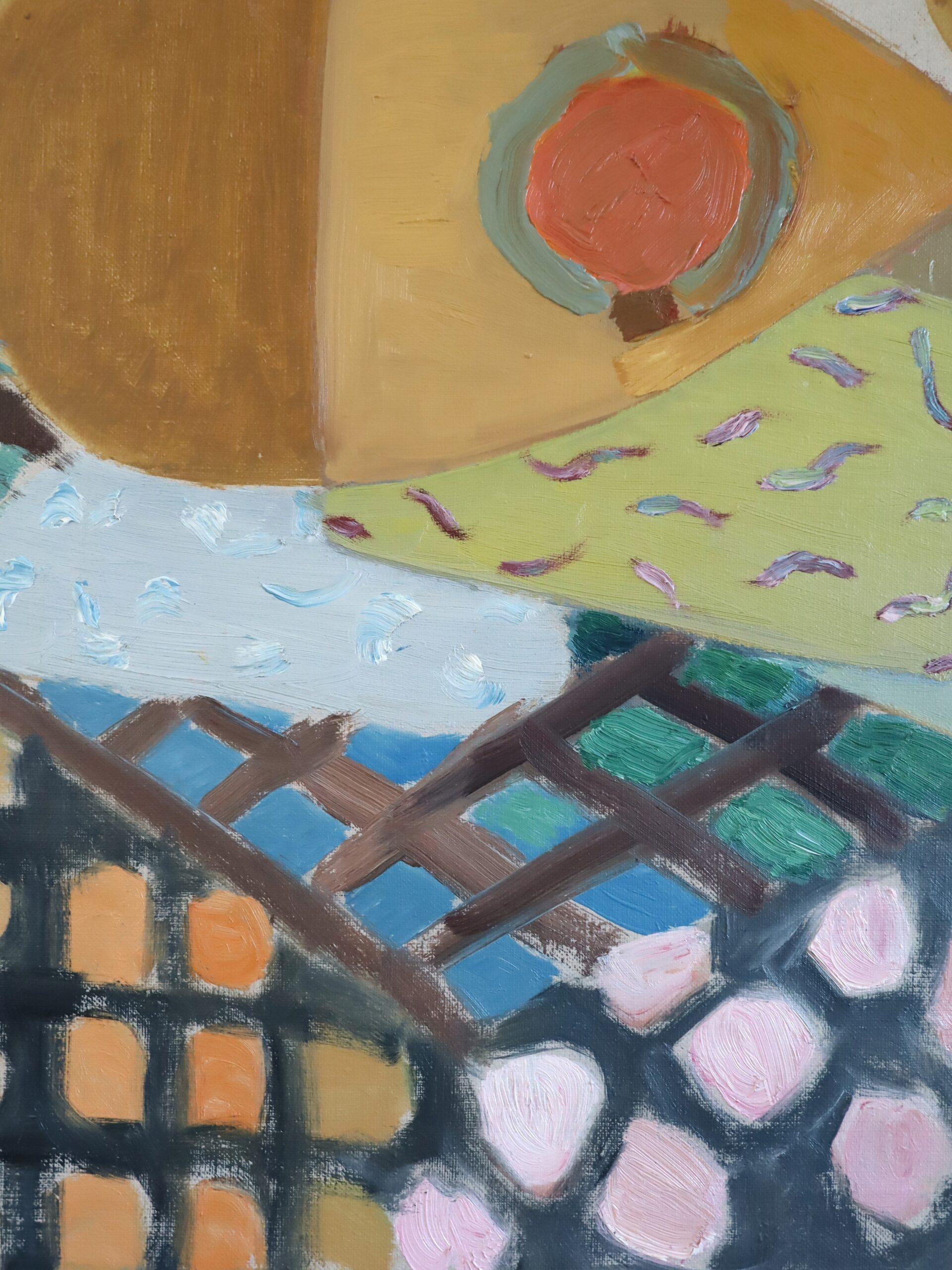 1951 Swedish Abstract Still Life Oil Painting - Patterns of a Summer Afternoon For Sale 6