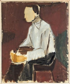 1951 Vintage Mid-Century Modern Figurative Portrait Oil Painting - George