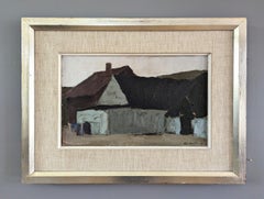 1951 Vintage Mid-Century Swedish Expressive Landscape Oil Painting - Muted Abode