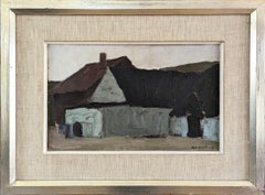1951 Vintage Mid-Century Swedish Expressive Landscape Oil Painting - Muted Abode
