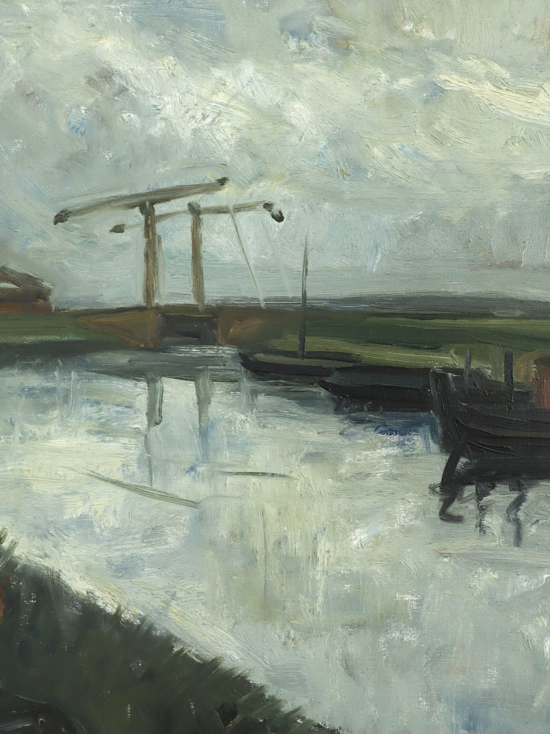 1952 Pittura ad olio di paesaggio svedese della metà del secolo scorso - Sulla riva dell'acqua in vendita 6