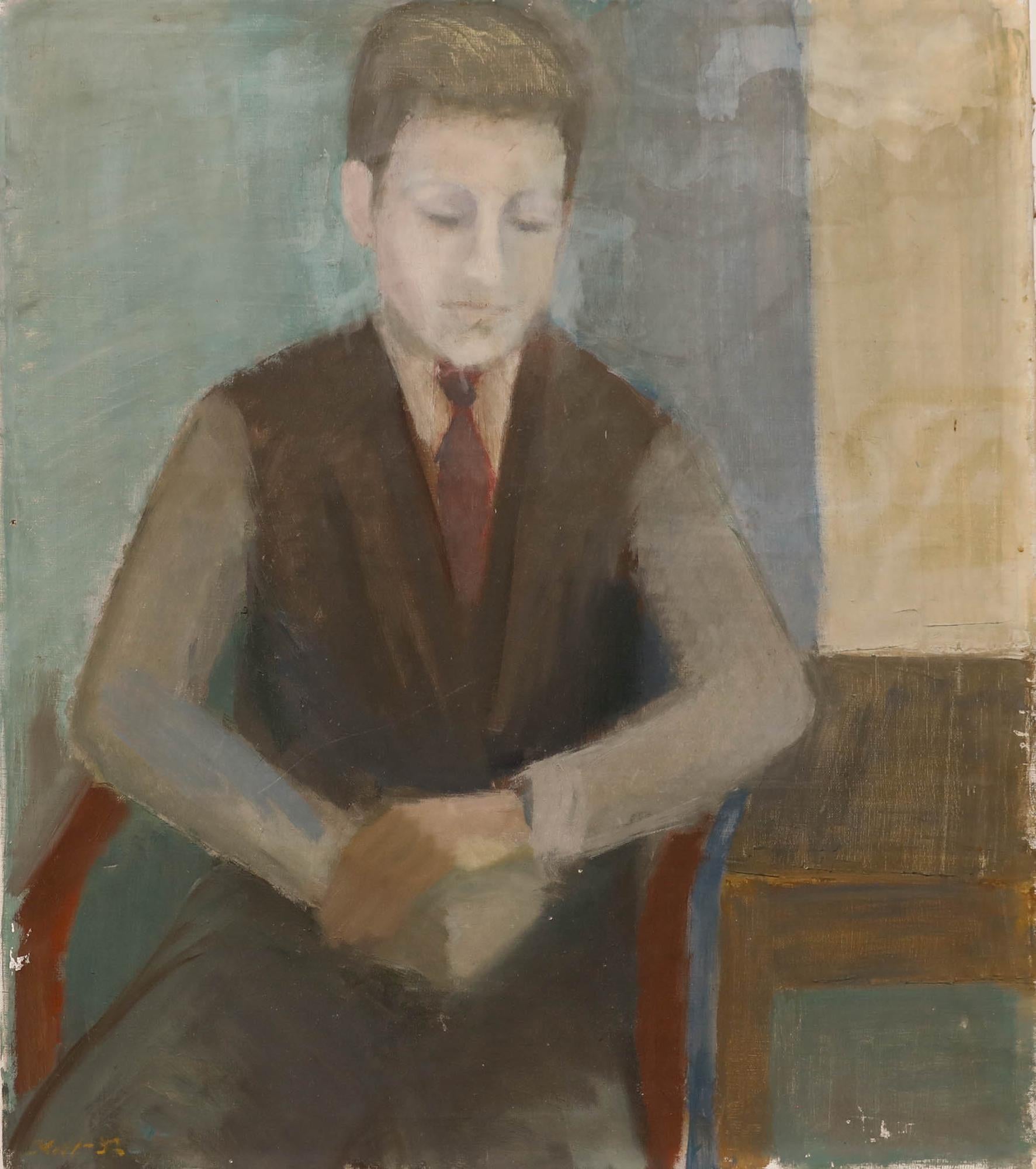 1952 Öl - Porträt von Hans von Brandt – Painting von Unknown