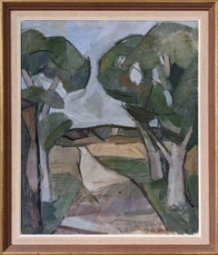 Schwedische Landschaft, gerahmtes Vintage-Ölgemälde aus der Mitte des Jahrhunderts, Out of the Woods, 1952