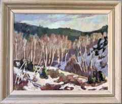 1952 Vintage Mid-Century Swedish Landscape Oil Painting - Alp Trees, Framed