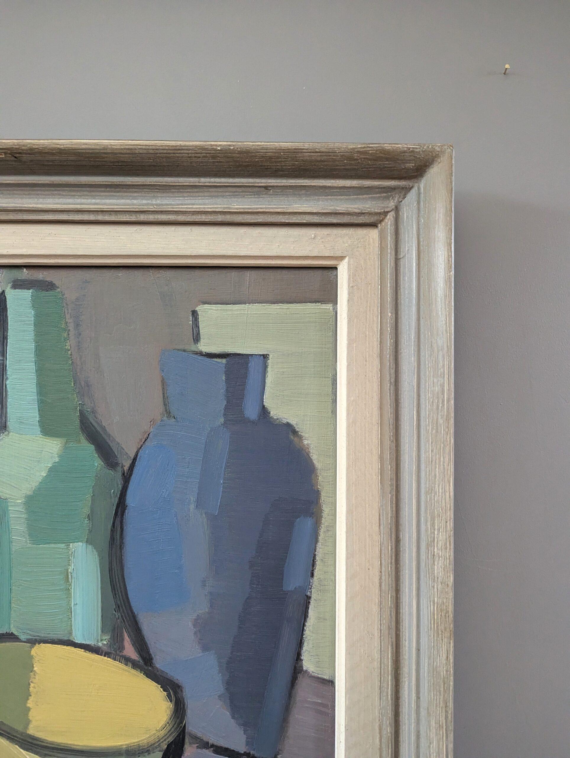 1953 Pittura ad olio di una natura morta svedese della metà del secolo scorso - Vasi e ciotola in vendita 3