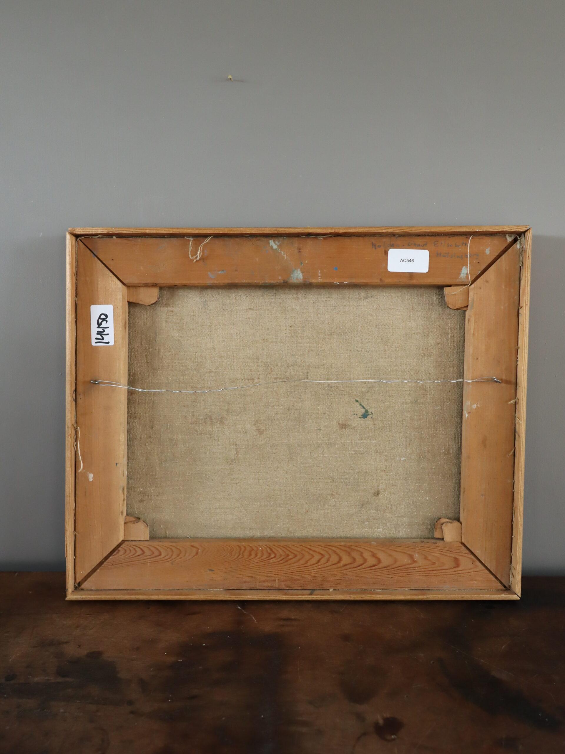 1953 Paesaggio svedese espressivo dipinto ad olio - Cottage tra le colline verdi in vendita 4