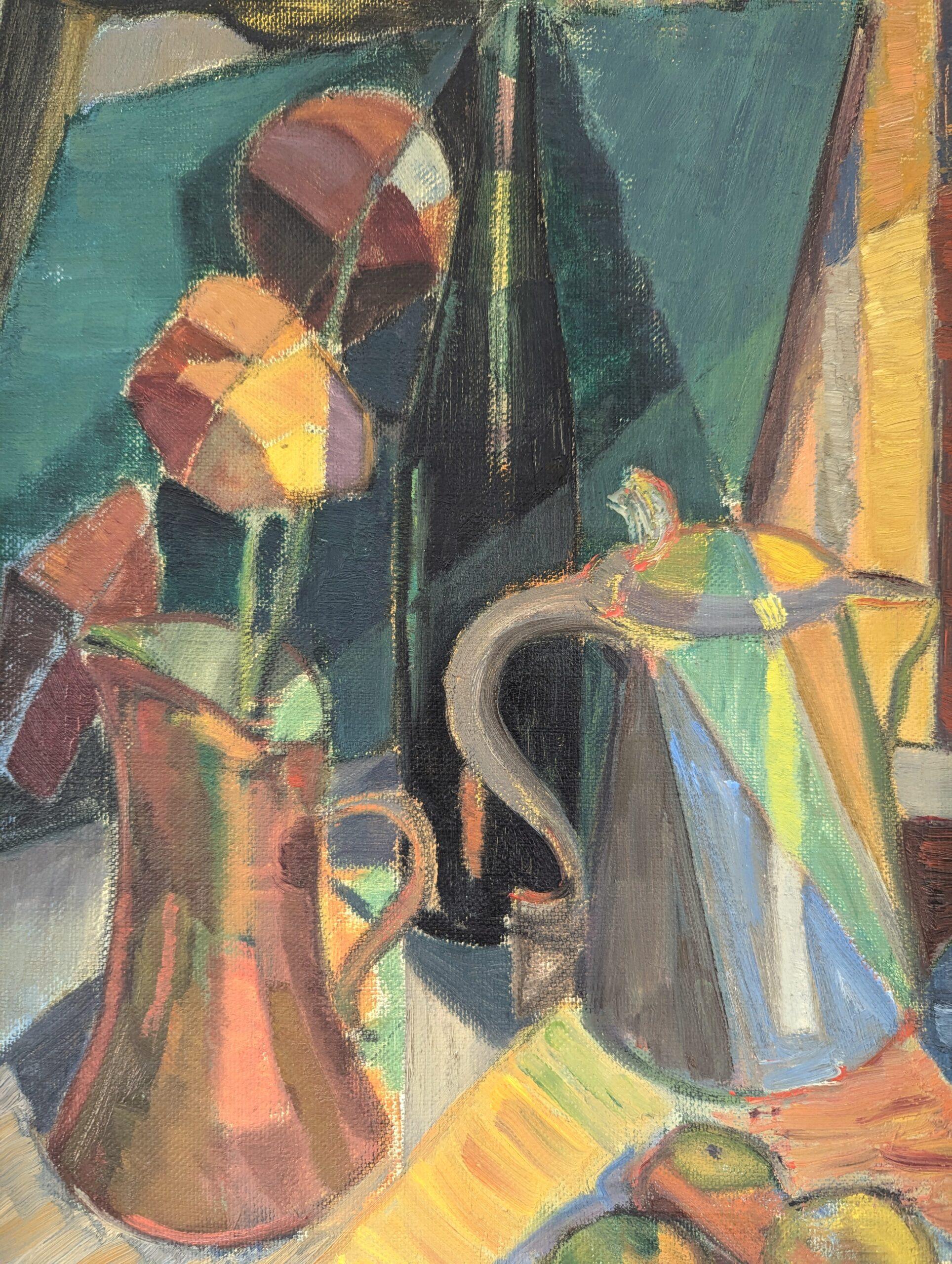 1953 Vintage Mid-Century Modern Still Life Oil Painting - Frutta e brocche 7