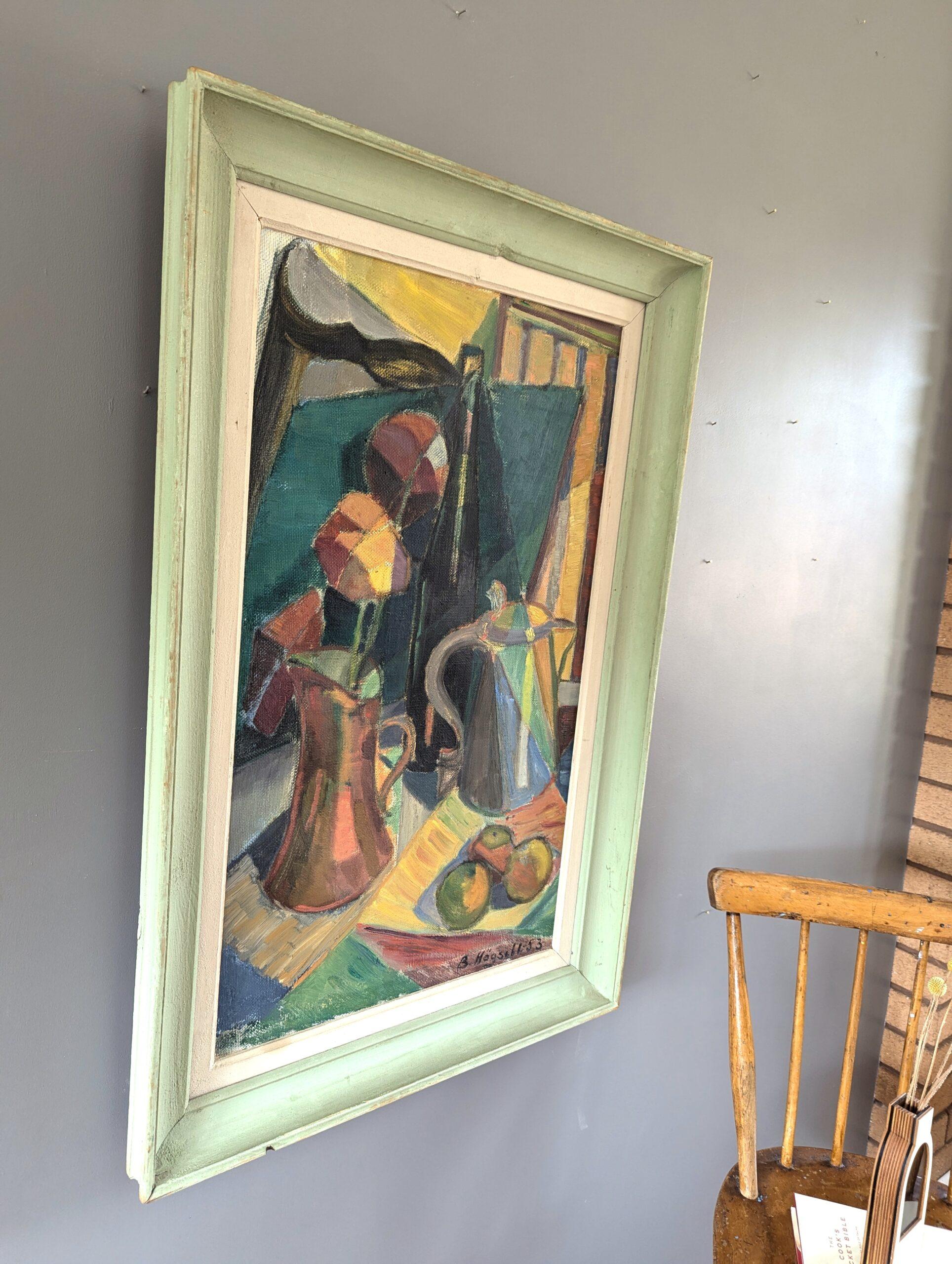 1953 Vintage Mid-Century Modern Still Life Oil Painting - Frutta e brocche 1