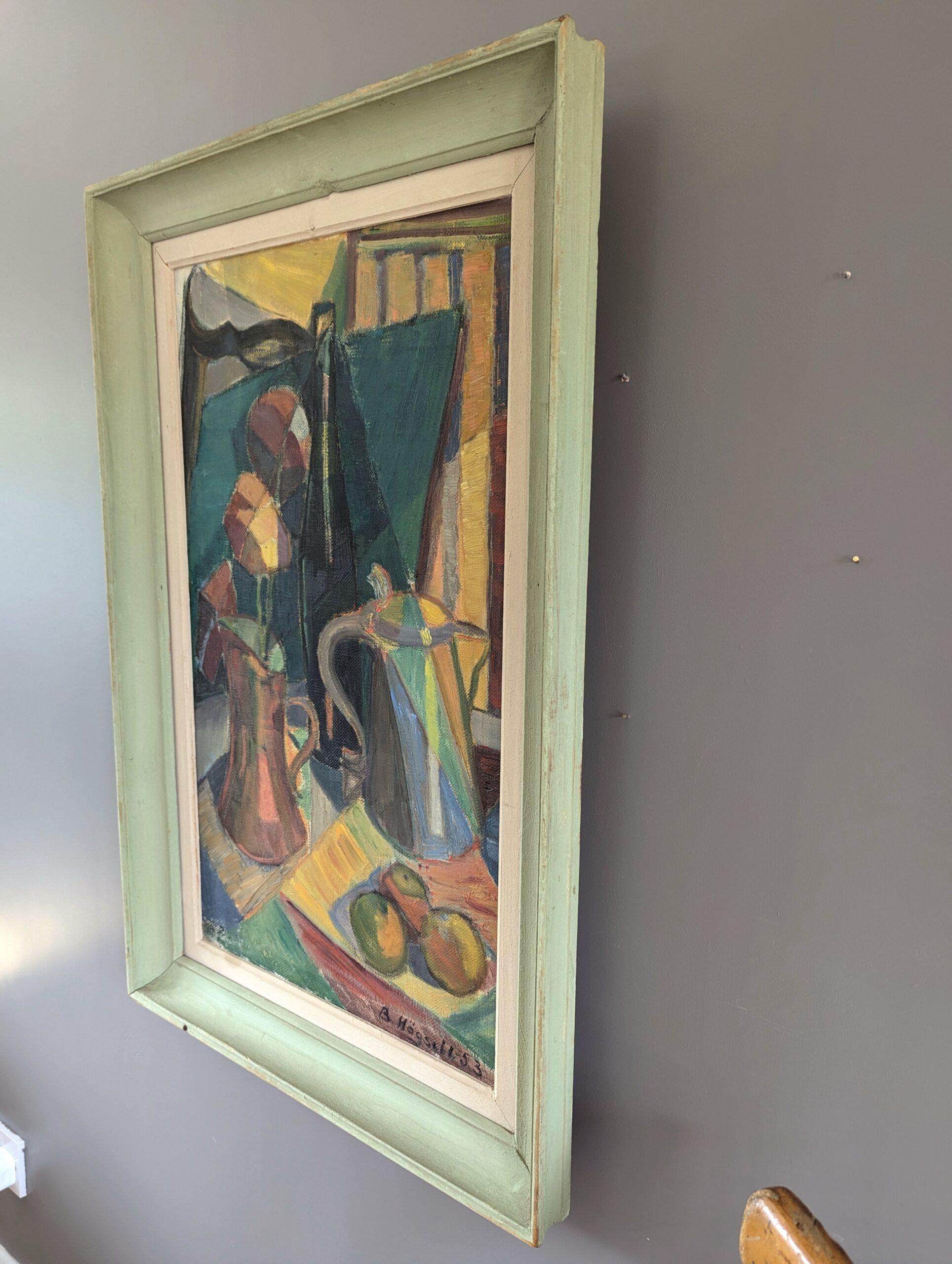 1953 Vintage Mid-Century Modern Still Life Oil Painting - Frutta e brocche 2