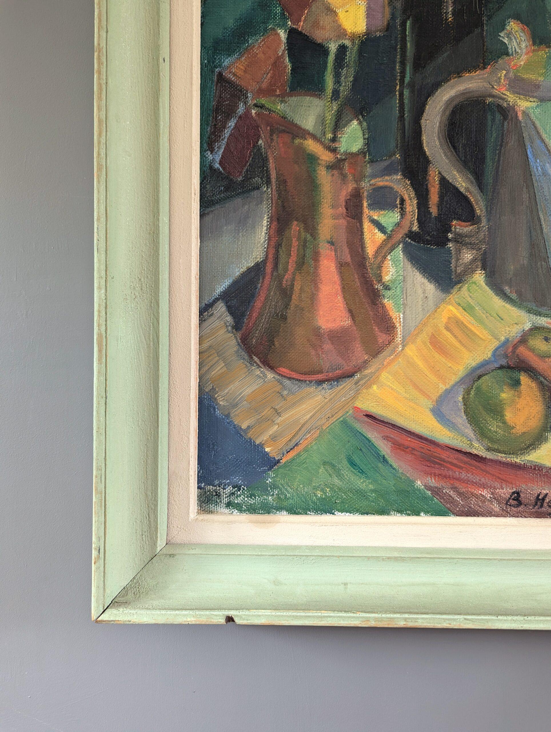 1953 Vintage Mid-Century Modern Still Life Oil Painting - Frutta e brocche 5
