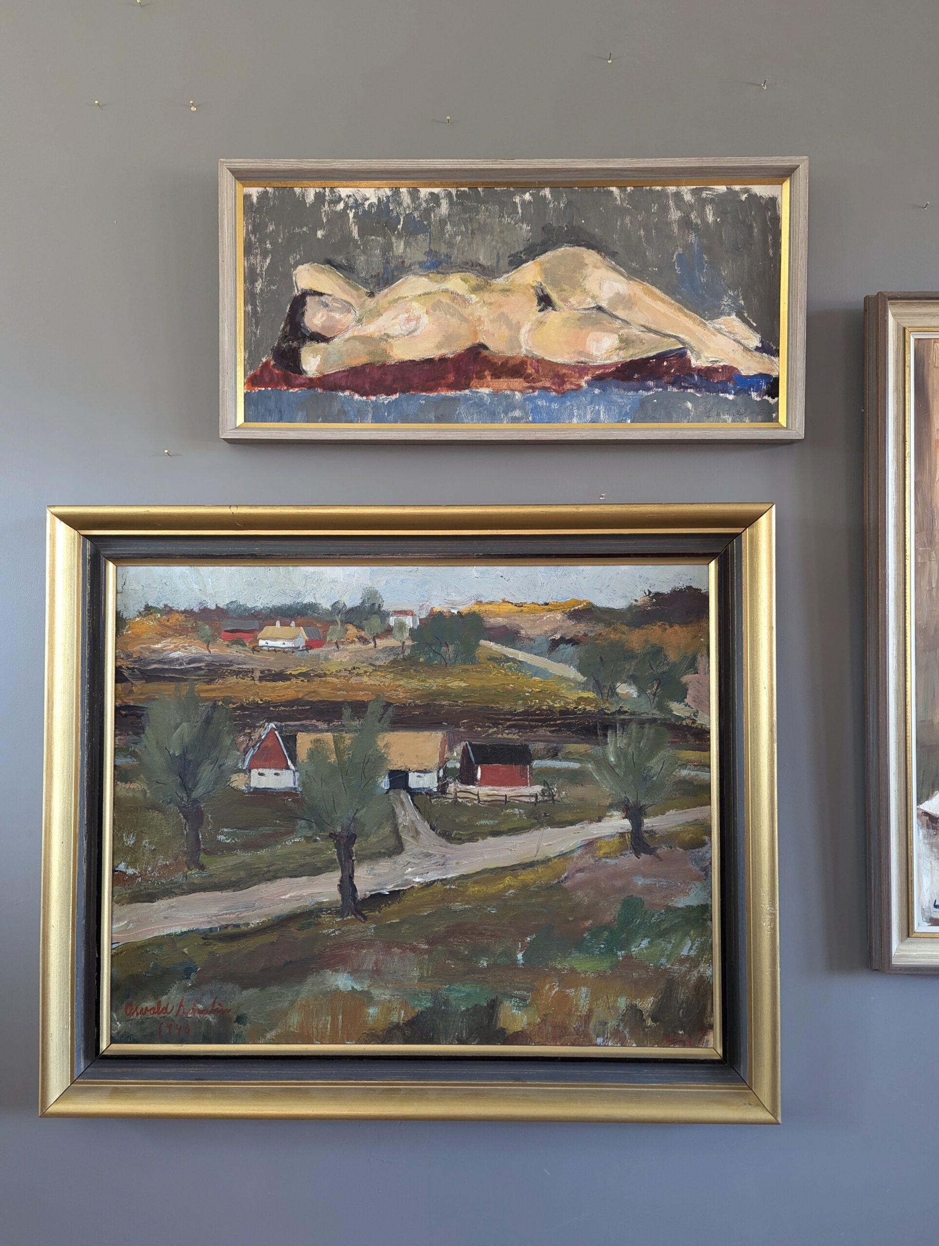 1954 Pintura al óleo figurativa expresiva moderna de mediados de siglo - Reposo tranquilo - Painting Moderno de Unknown