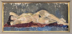 1954 Pittura ad olio figurativa espressiva della metà del secolo scorso - Quiet Repose