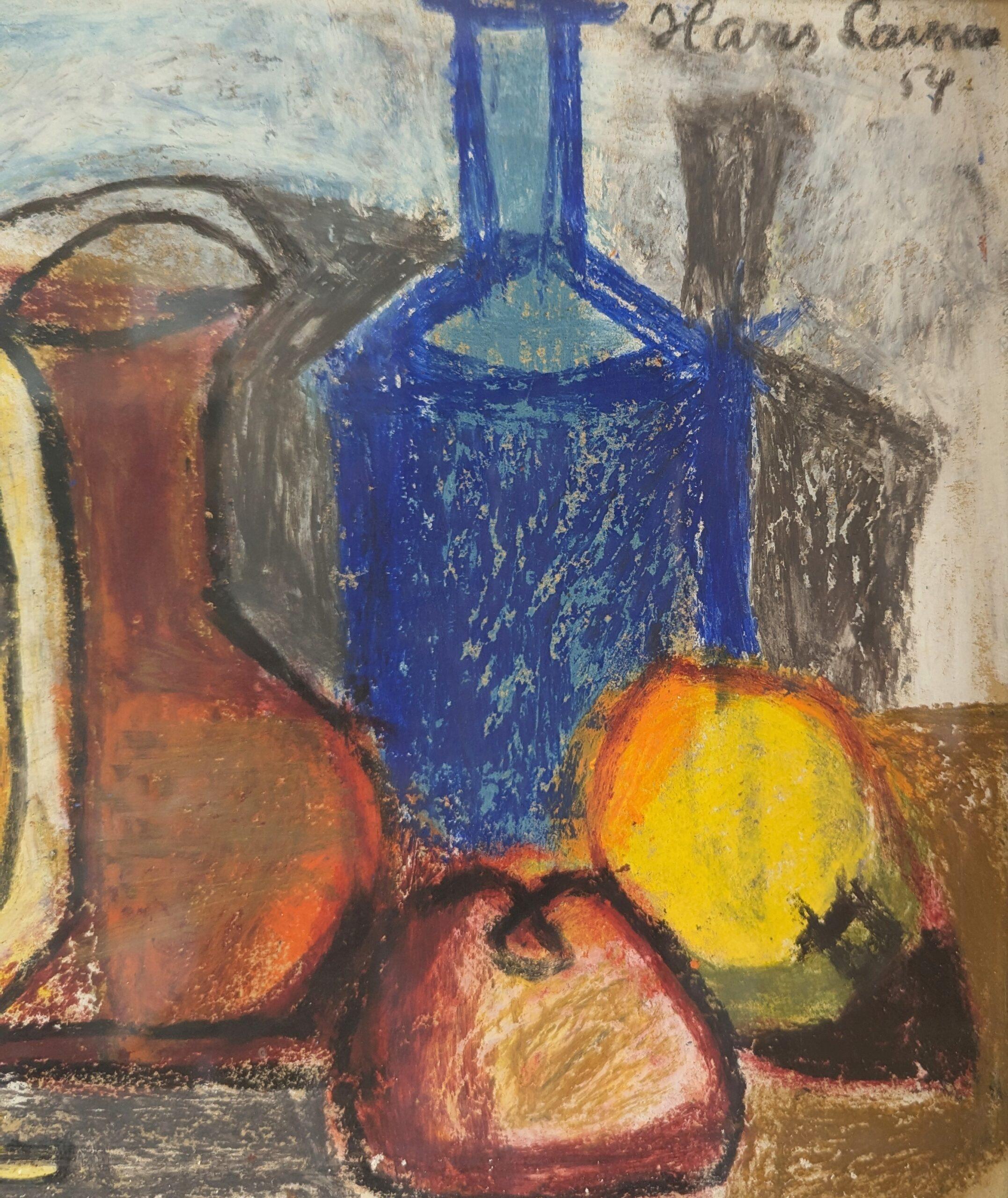 1954 Mid Century Modern Swedish Original Oil Pastel - Still Life in Pastel For Sale 7