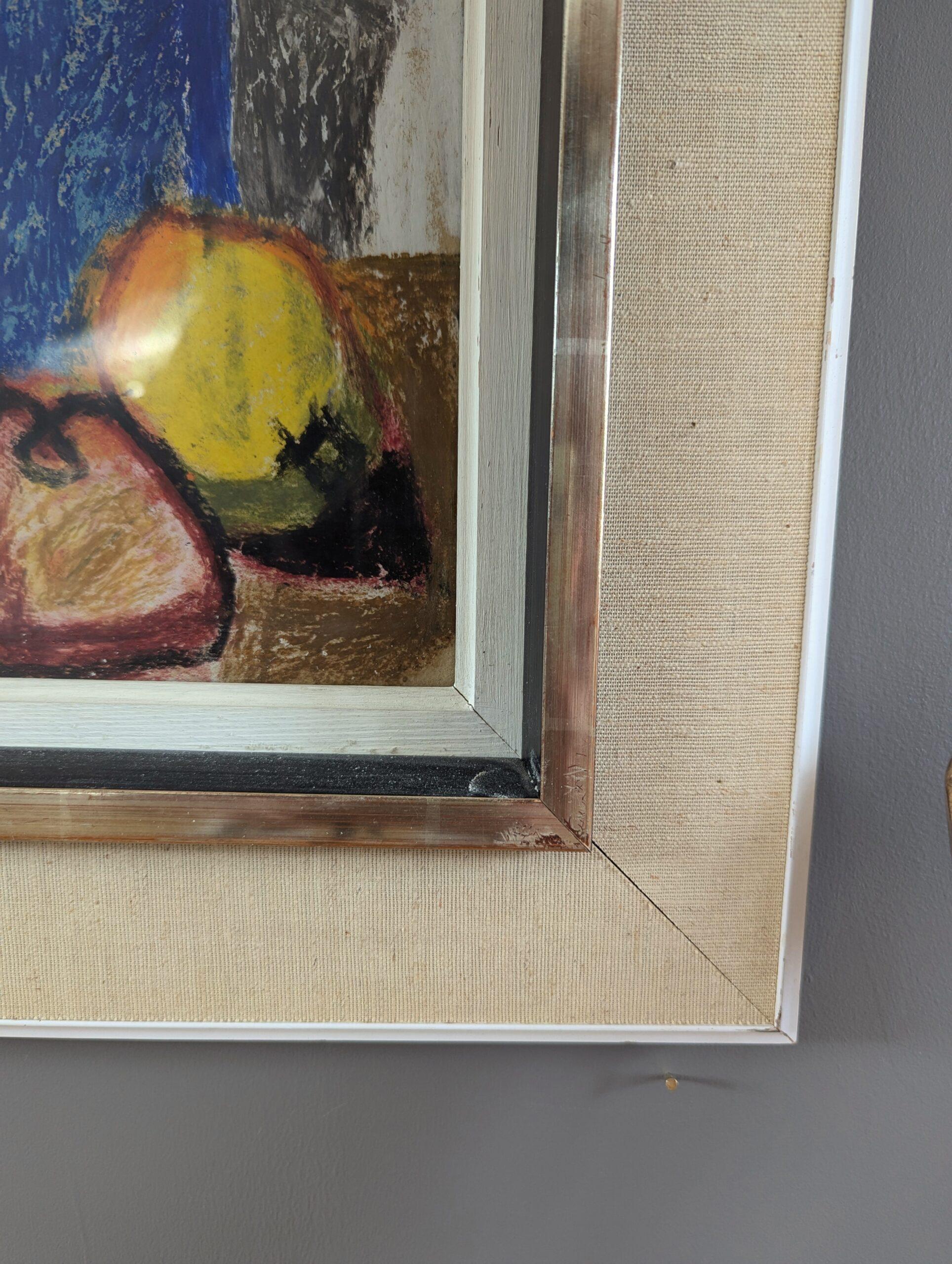 1954 Mid Century Modern Swedish Original Oil Pastel - Still Life in Pastel For Sale 4