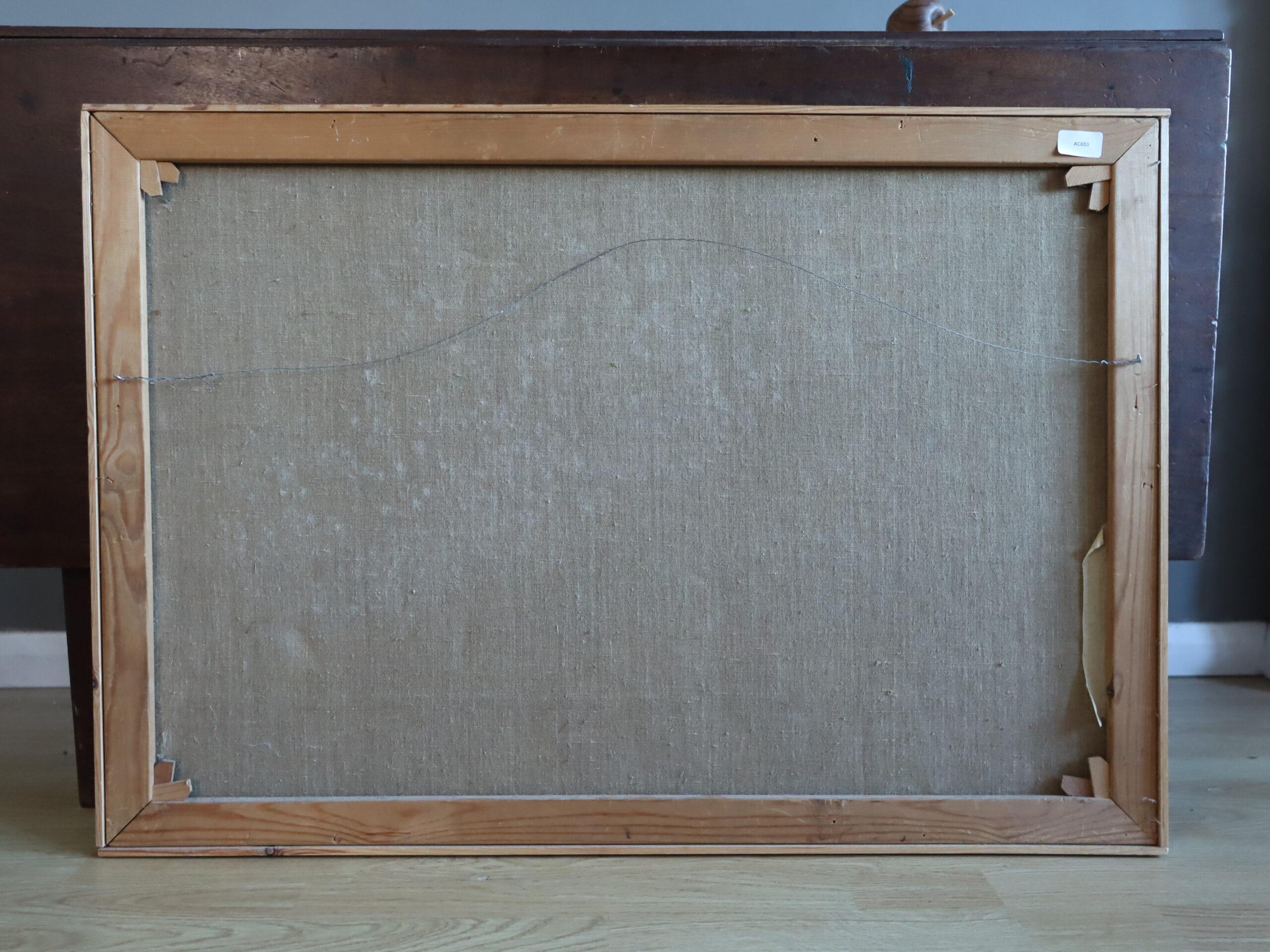 1955 Mid Century Modern Geometric Abstract Oil Painting - Intersecting Planes im Angebot 9