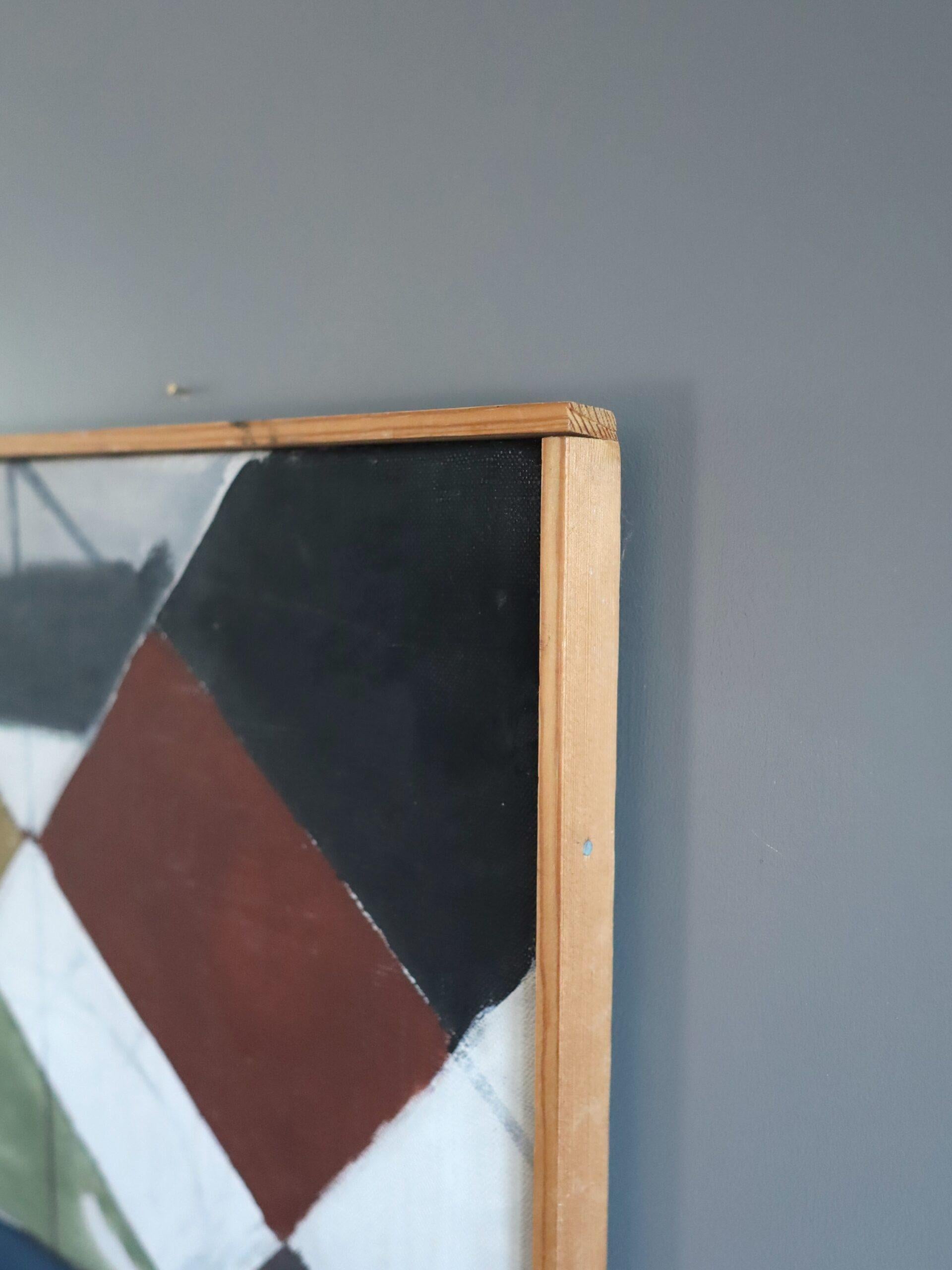 1955 Mid Century Modern Geometric Abstract Oil Painting - Intersecting Planes im Angebot 2