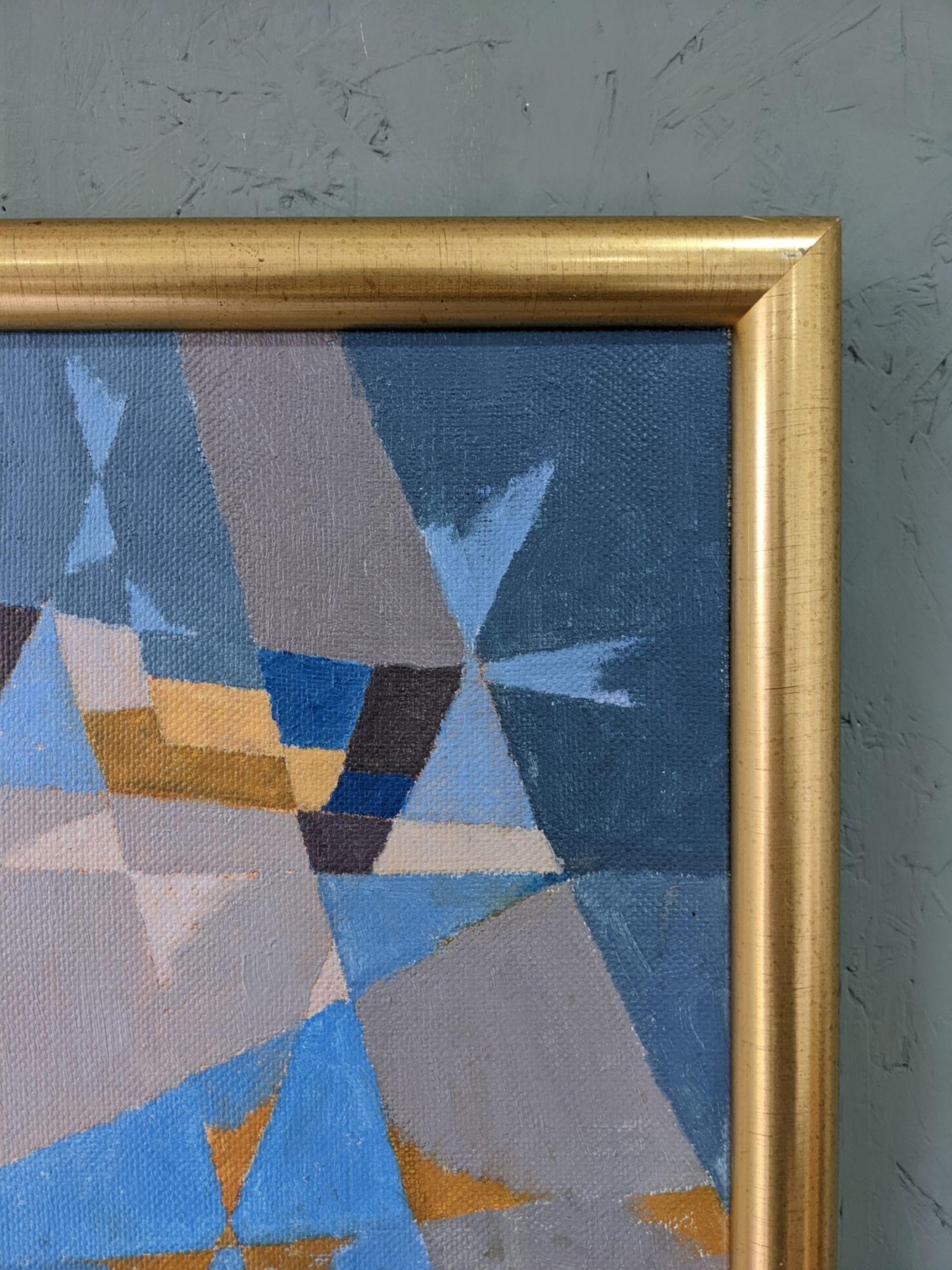 1955 Mid-Century Modern Swedish Abstract Oil Painting, Framed - Sea Bridge 5
