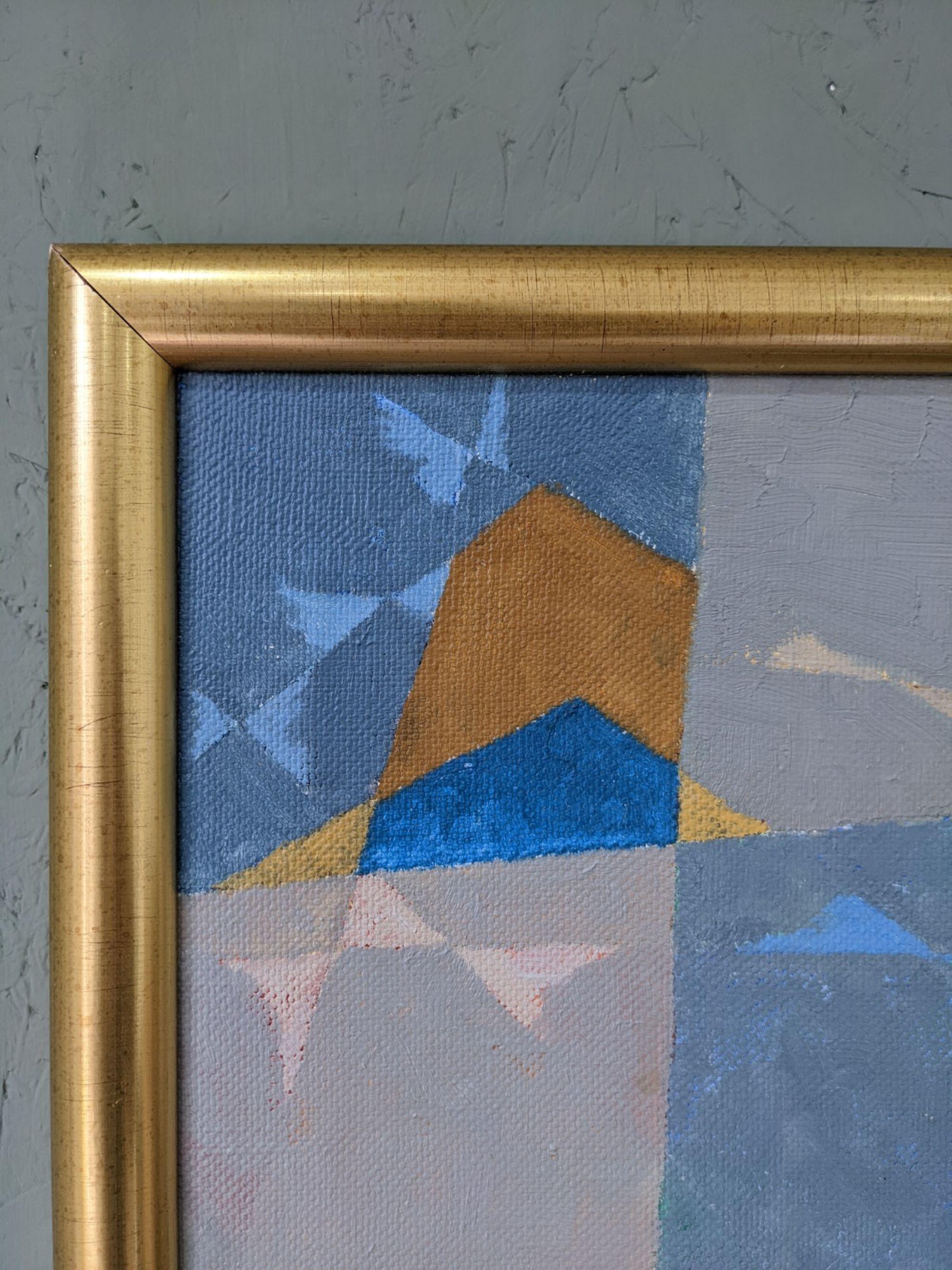 1955 Mid-Century Modern Swedish Abstract Oil Painting, Framed - Sea Bridge 6