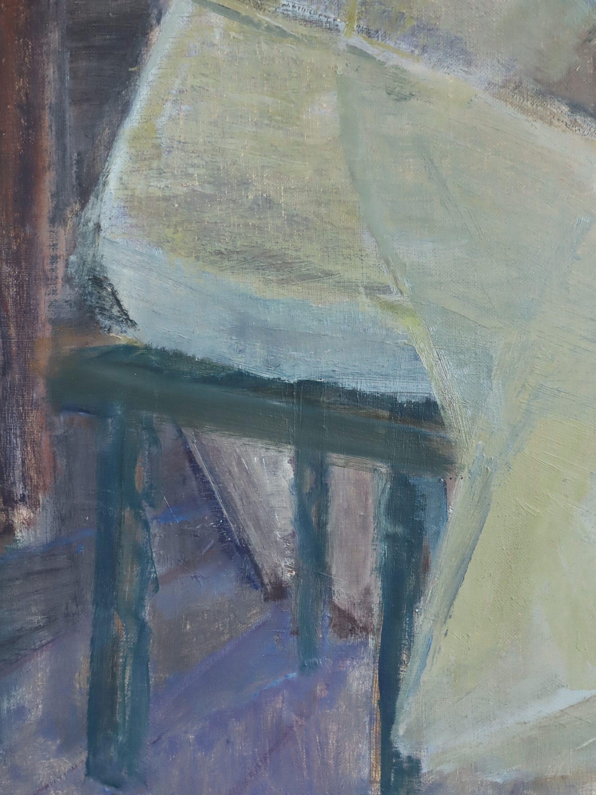 1955 Mid Century Modern Swedish Figurative Oil Painting - A Moment to Herself For Sale 7