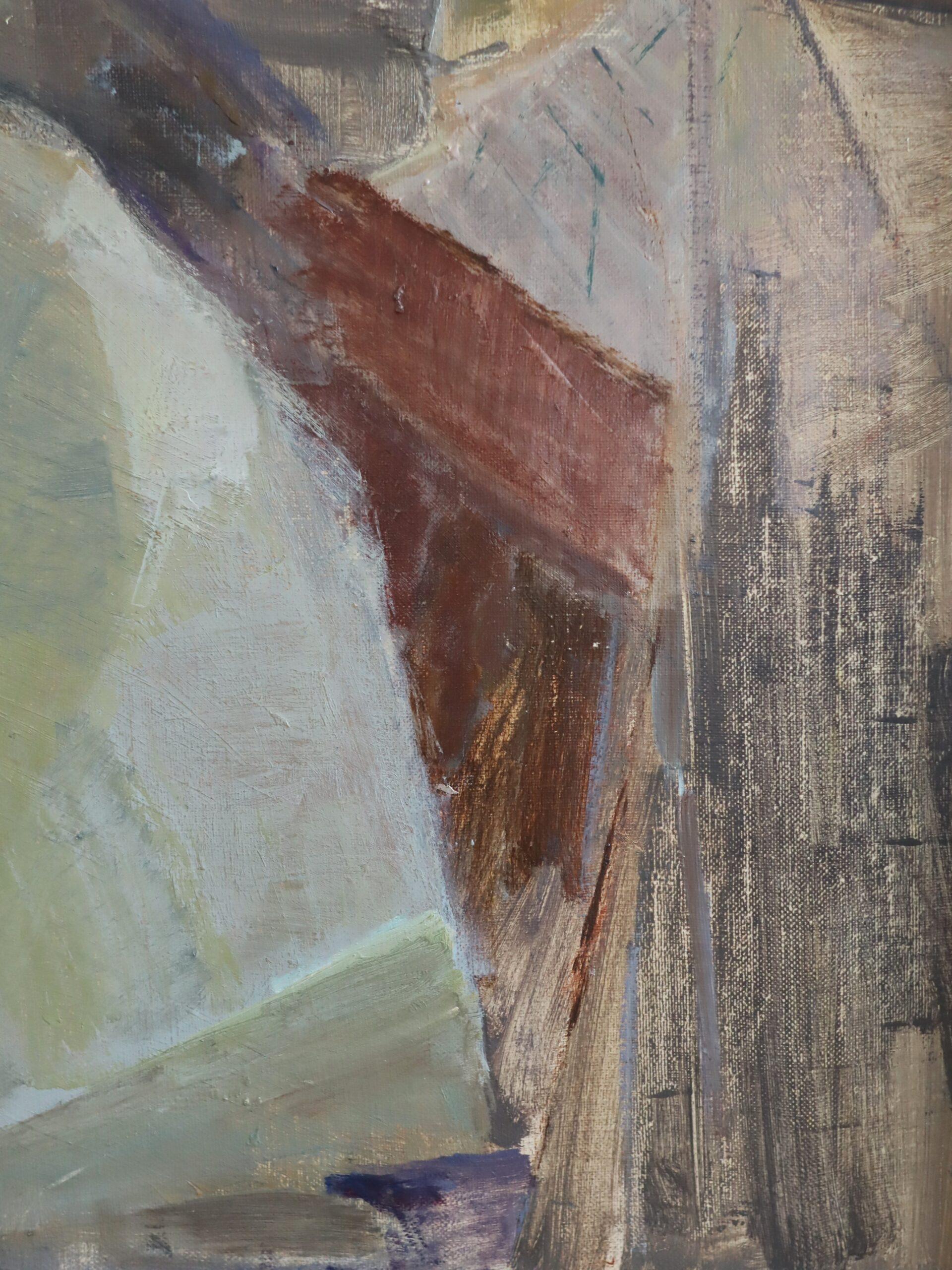 1955 Mid Century Modern Swedish Figurative Oil Painting - A Moment to Herself For Sale 8
