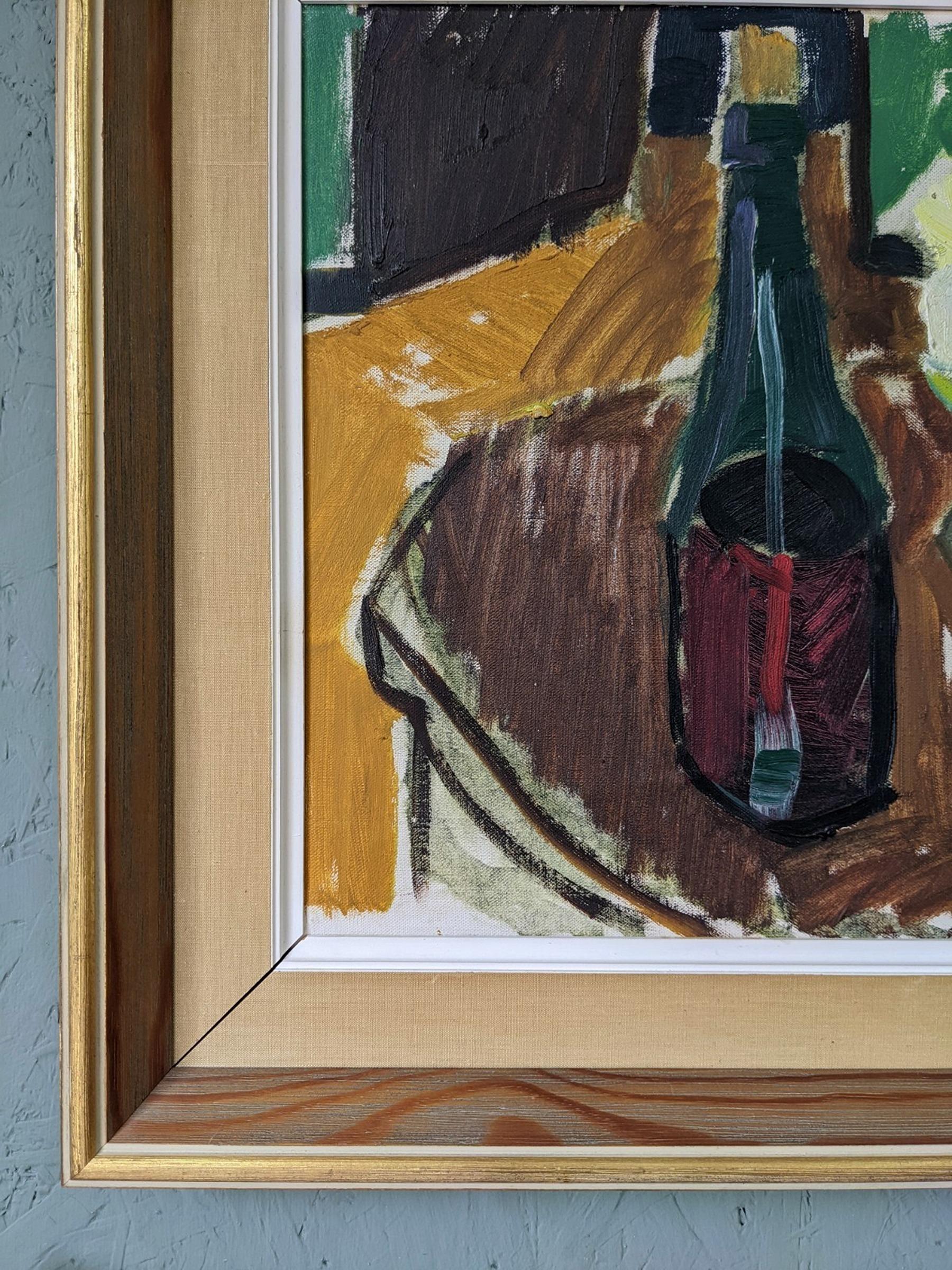 1955 Vintage Mid-Century Swedish  Still Life Oil Painting - Homely Reminisce 7