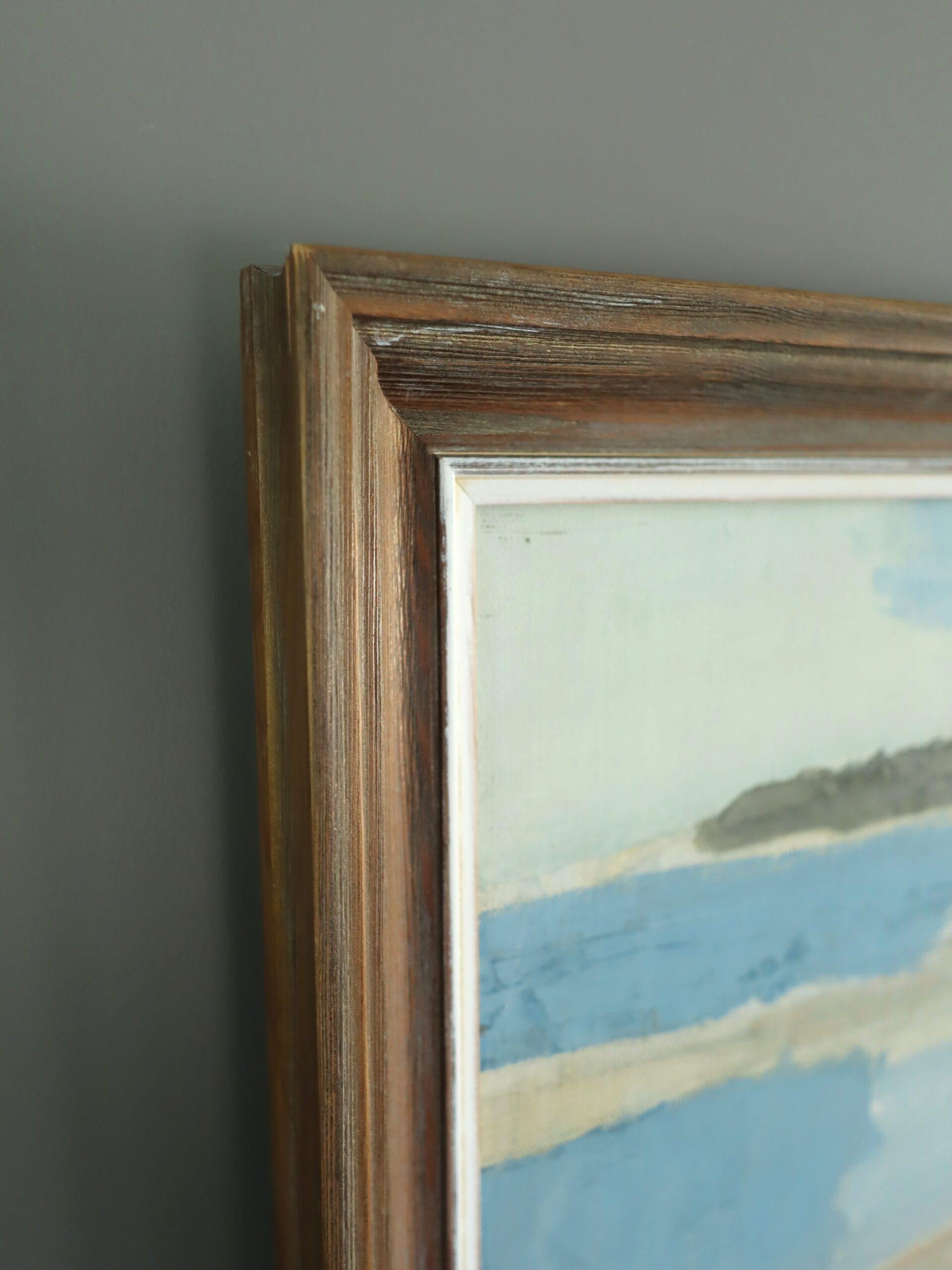 1956 Mid Century Modern Semi-Abstract Landscape Oil Painting - Erinnerung an eine Küste im Angebot 5