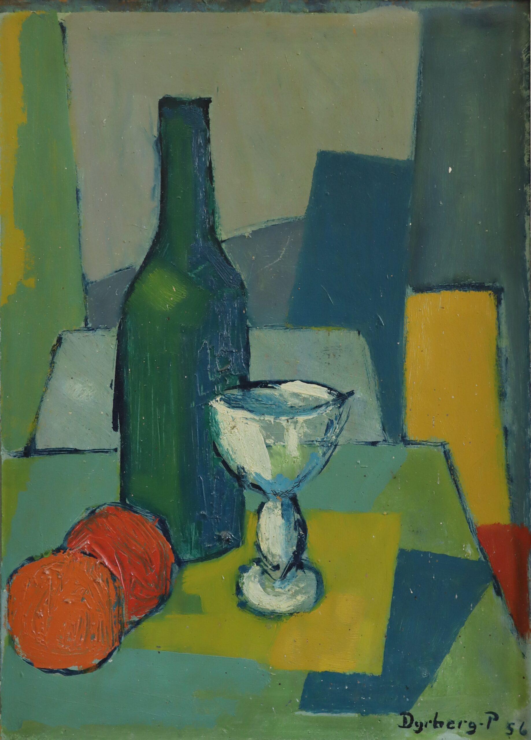 1956 Pittura a olio espressiva svedese della metà del secolo scorso - Natura morta con calice in vendita 3