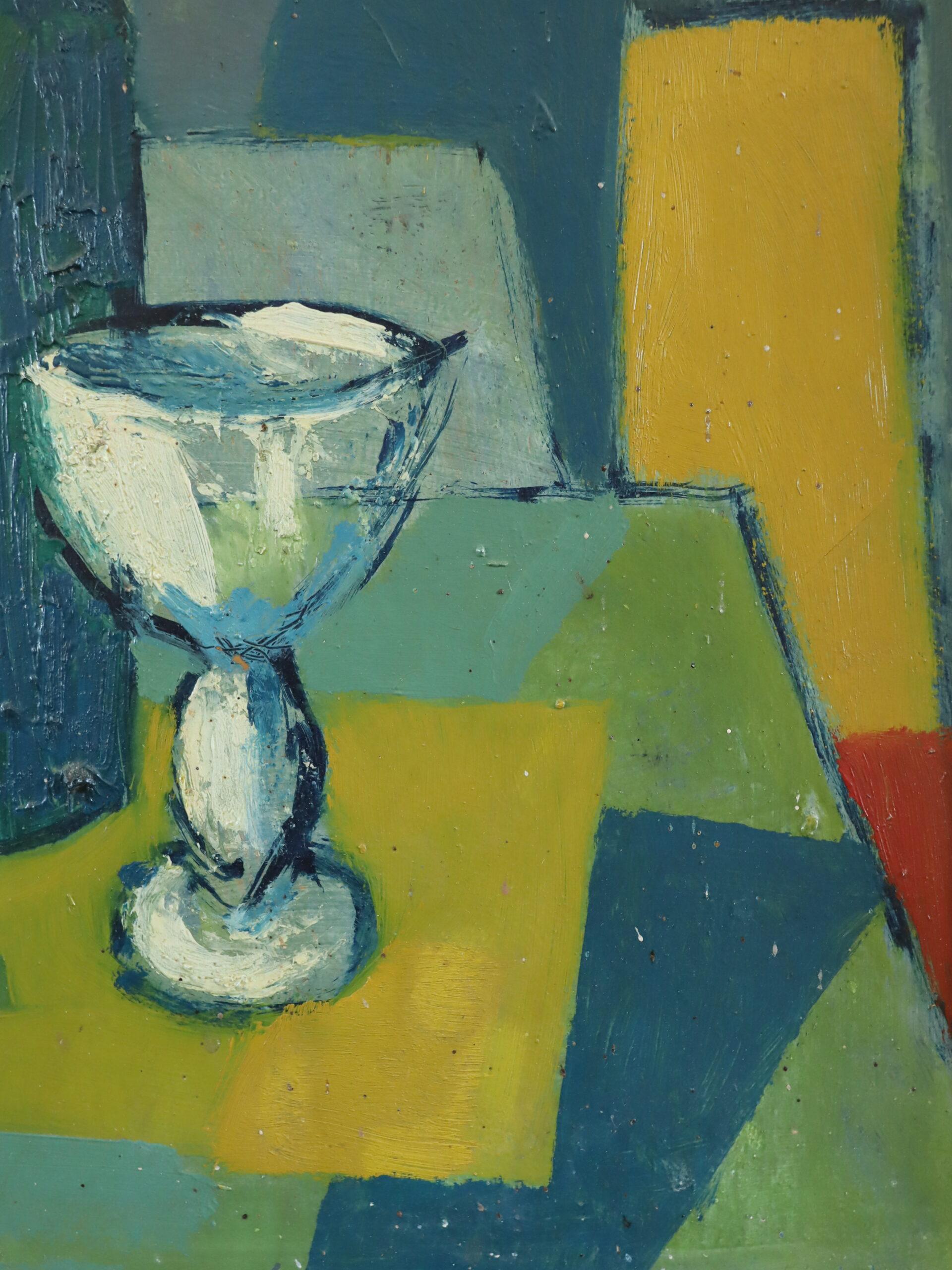 1956 Pittura a olio espressiva svedese della metà del secolo scorso - Natura morta con calice in vendita 4