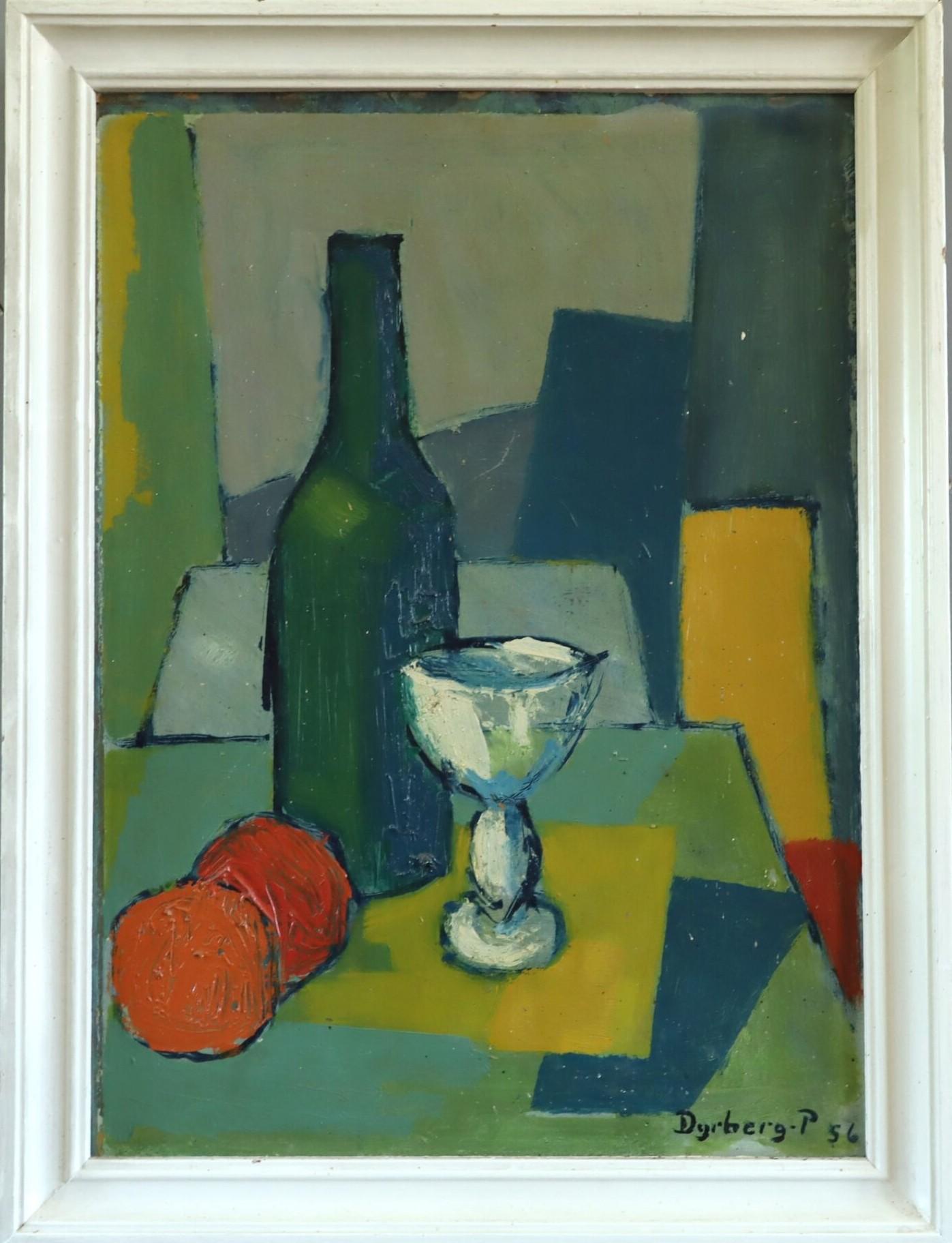 1956 Mid Century Modern Schwedisch Ausdrucksstarkes Ölgemälde -Stillleben mit Kelch