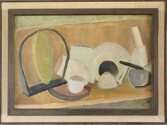1956 Pittura ad olio su natura morta svedese modernista di metà secolo - La sistemazione