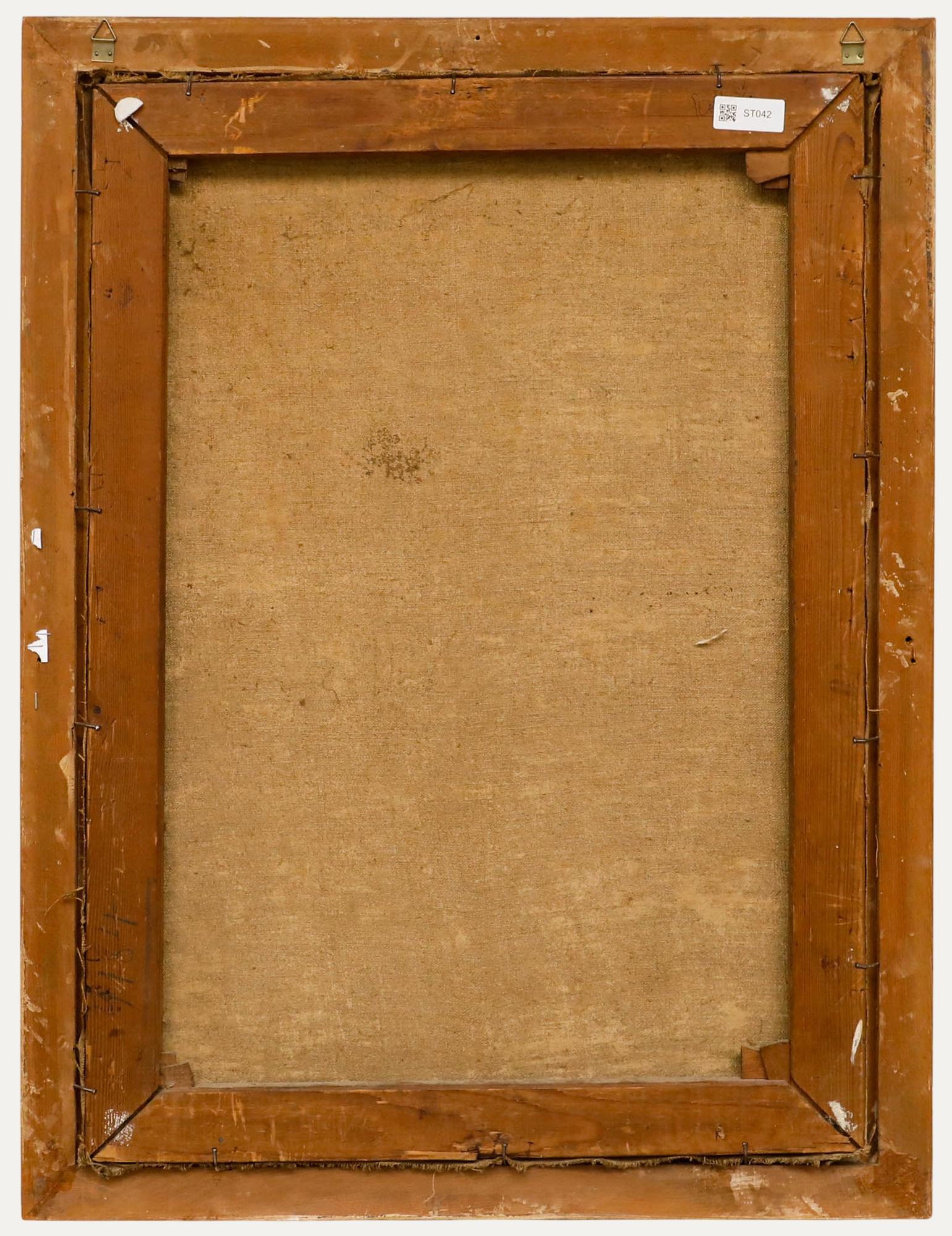 1956 Öl - Rosa Gladiolen (Braun), Still-Life Painting, von Unknown