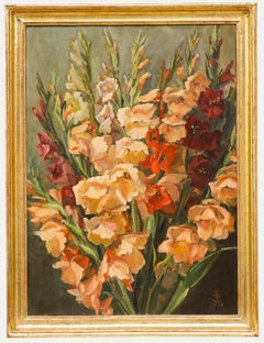 1956 Öl - Rosa Gladiolen