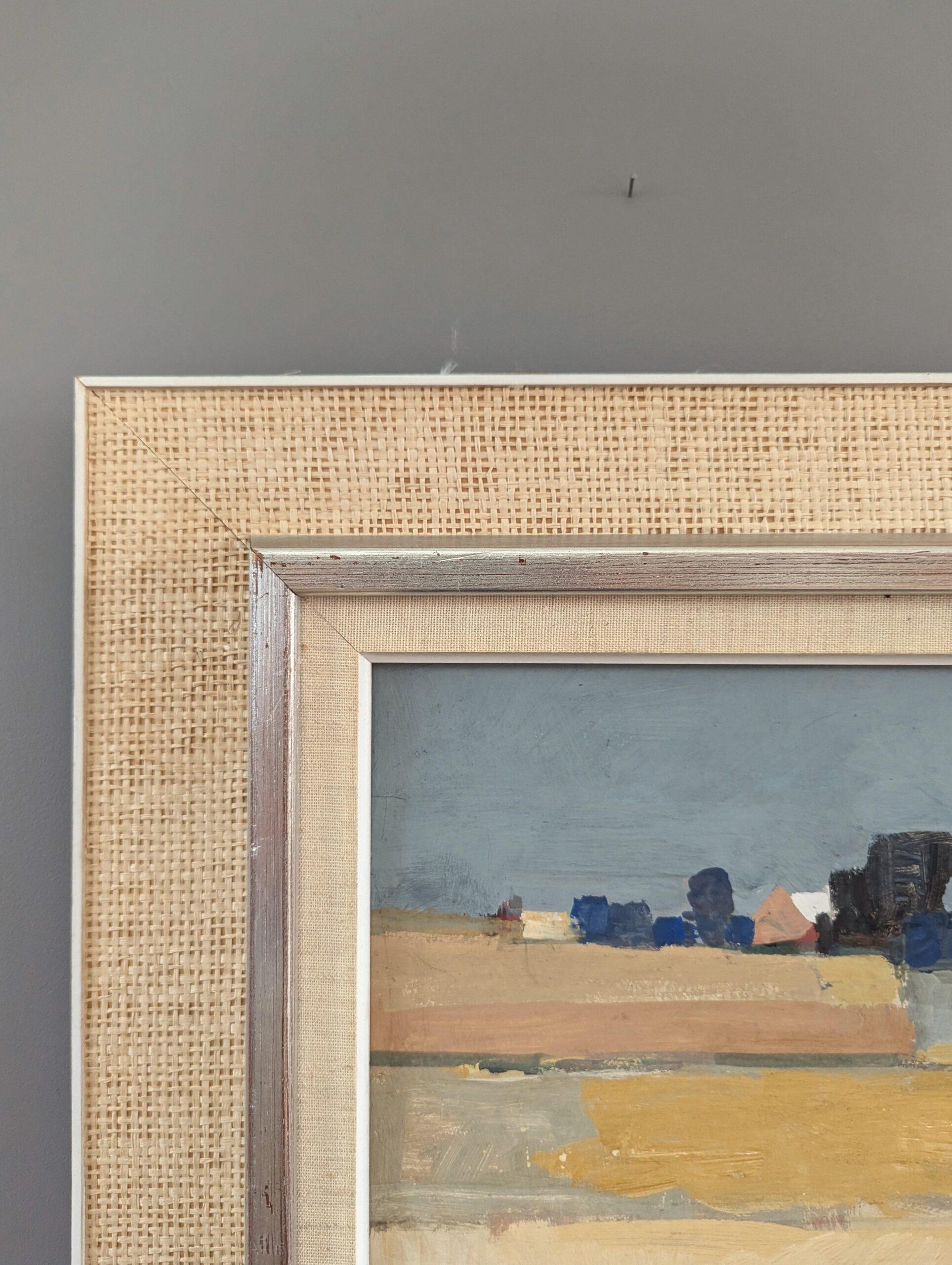 1956 Vintage Mid-Century Modern Abstract Landscape Oil Painting - Golden Plains 4