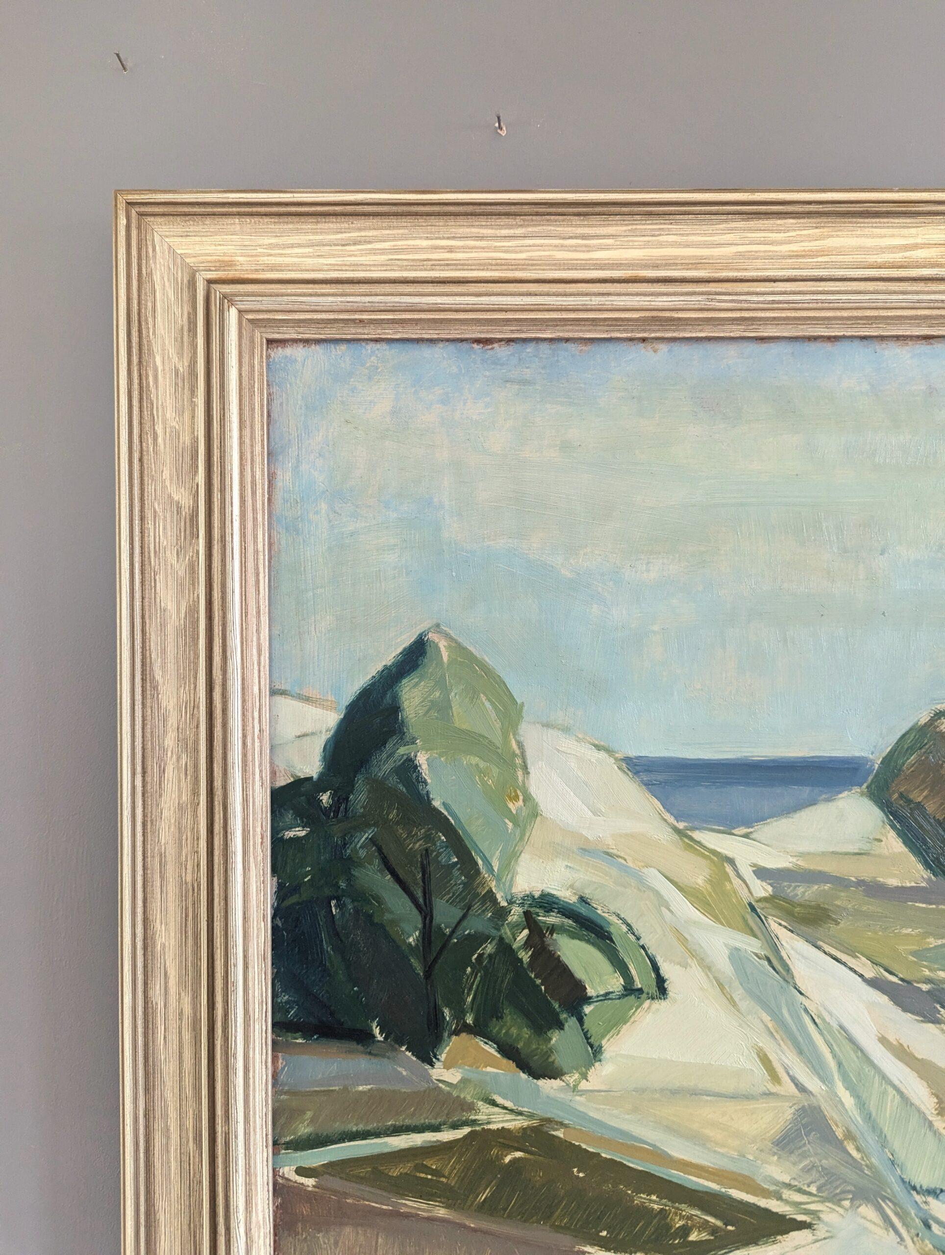 1956 Vintage Mid Century Modern Swedish Landscape Oil Painting -The Winding Path (Le chemin sinueux) 3