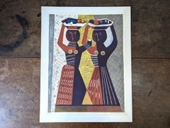 1957 Mid-Century Abstract Signed Swedish Lithograph by Esaias Thorén - Baskets
