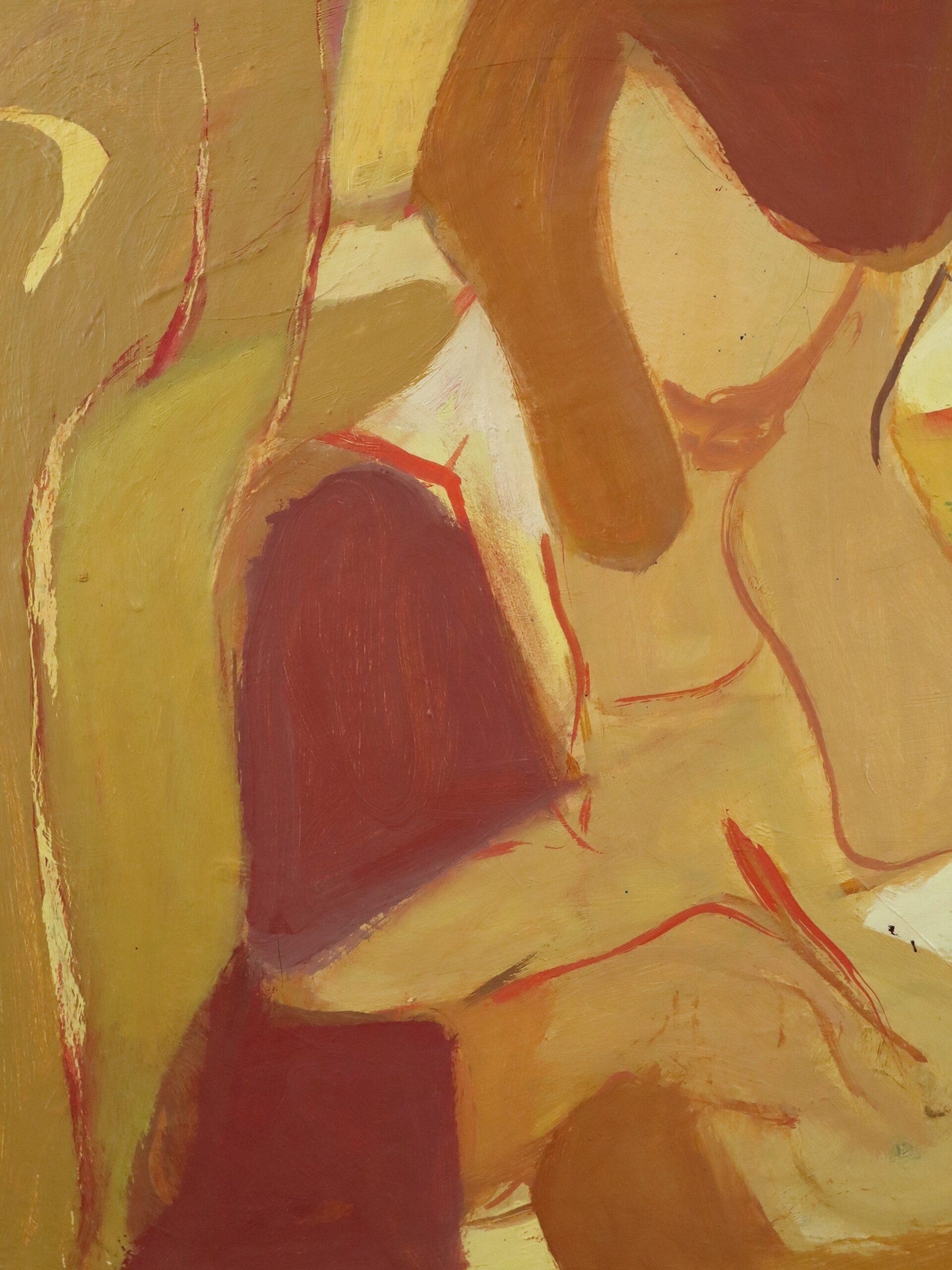 1957 Mid Century Modern Abstrakt Figurativ Ölgemälde - Der Briefschreiber im Angebot 4