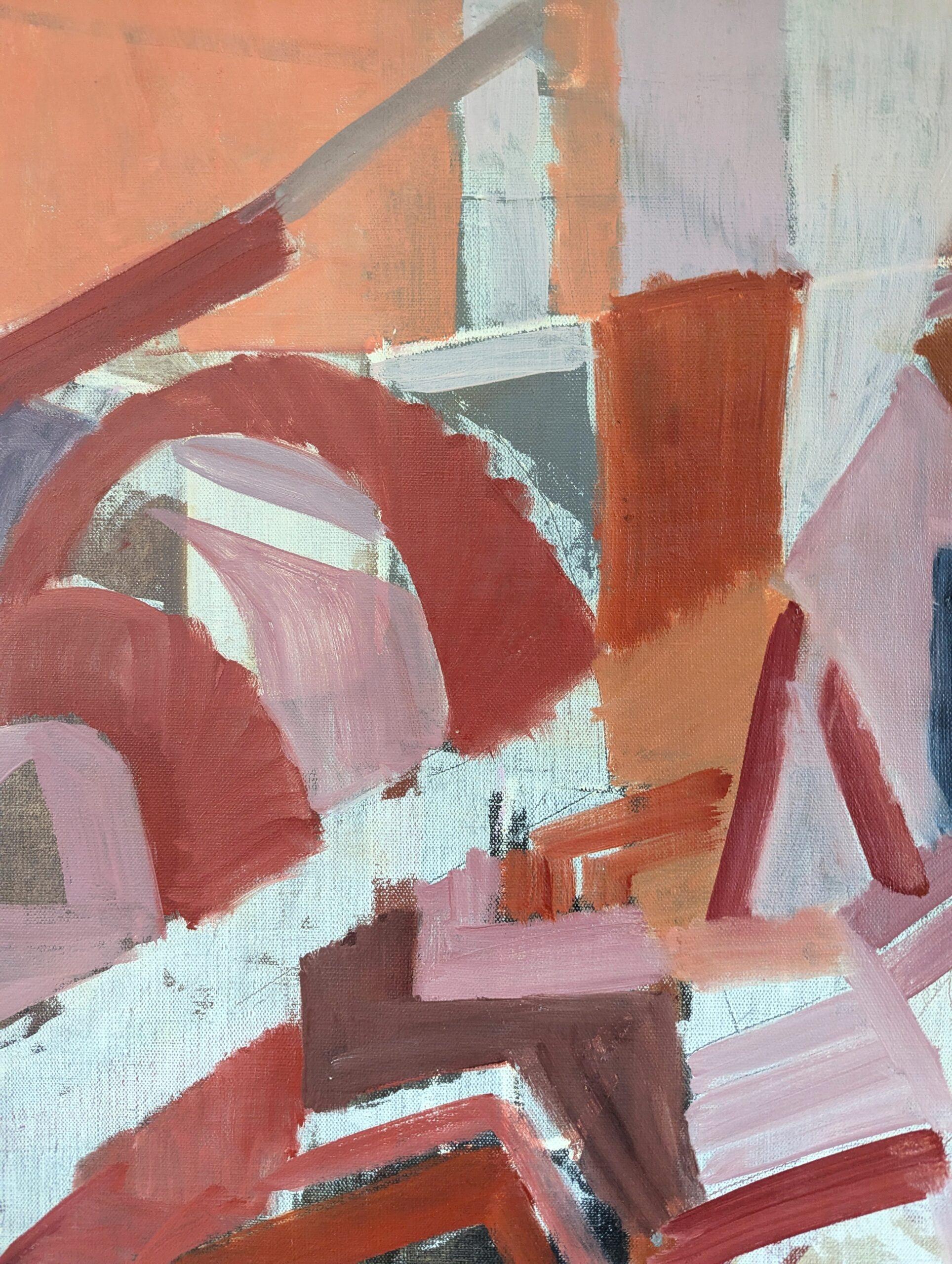 1957 Pittura ad olio astratta svedese della metà del secolo scorso - Ritmi di terracotta in vendita 6