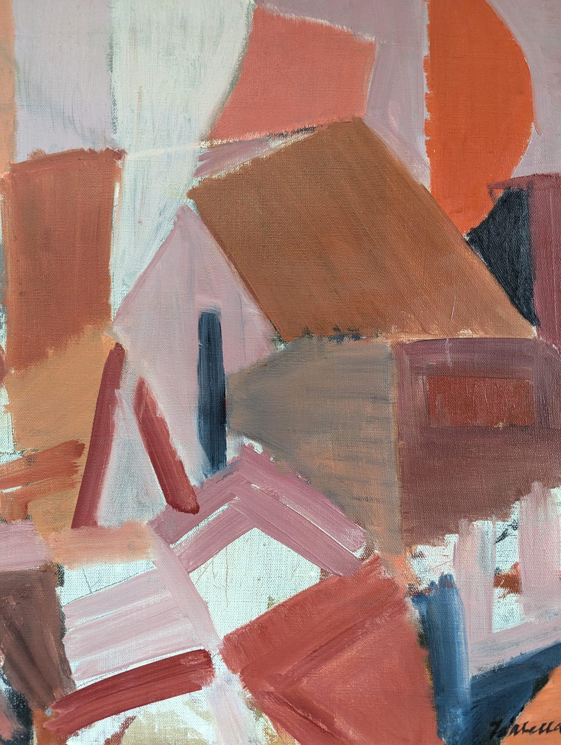 1957 Pittura ad olio astratta svedese della metà del secolo scorso - Ritmi di terracotta in vendita 7