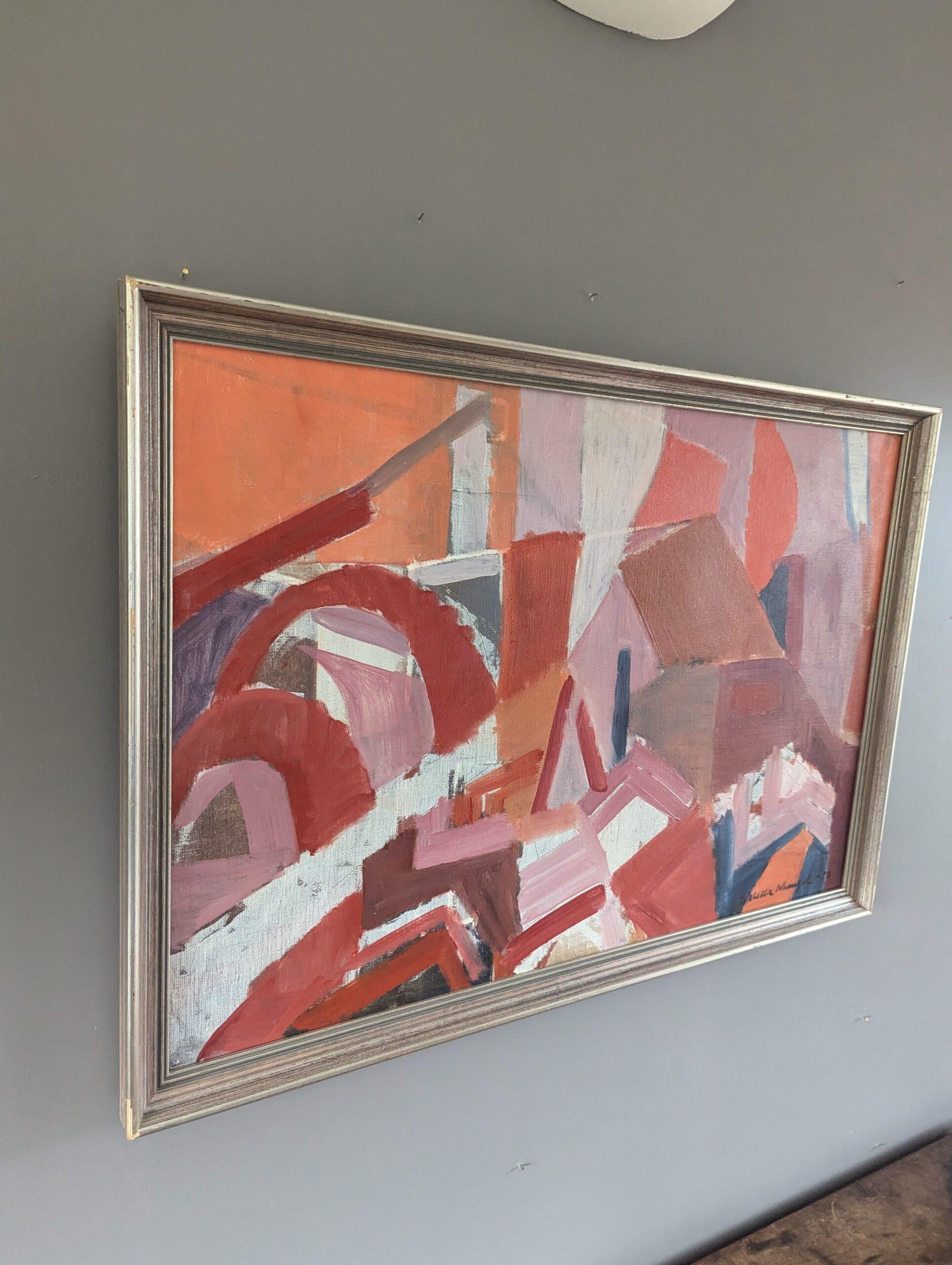 1957 Pittura ad olio astratta svedese della metà del secolo scorso - Ritmi di terracotta - Painting Astratto di Unknown